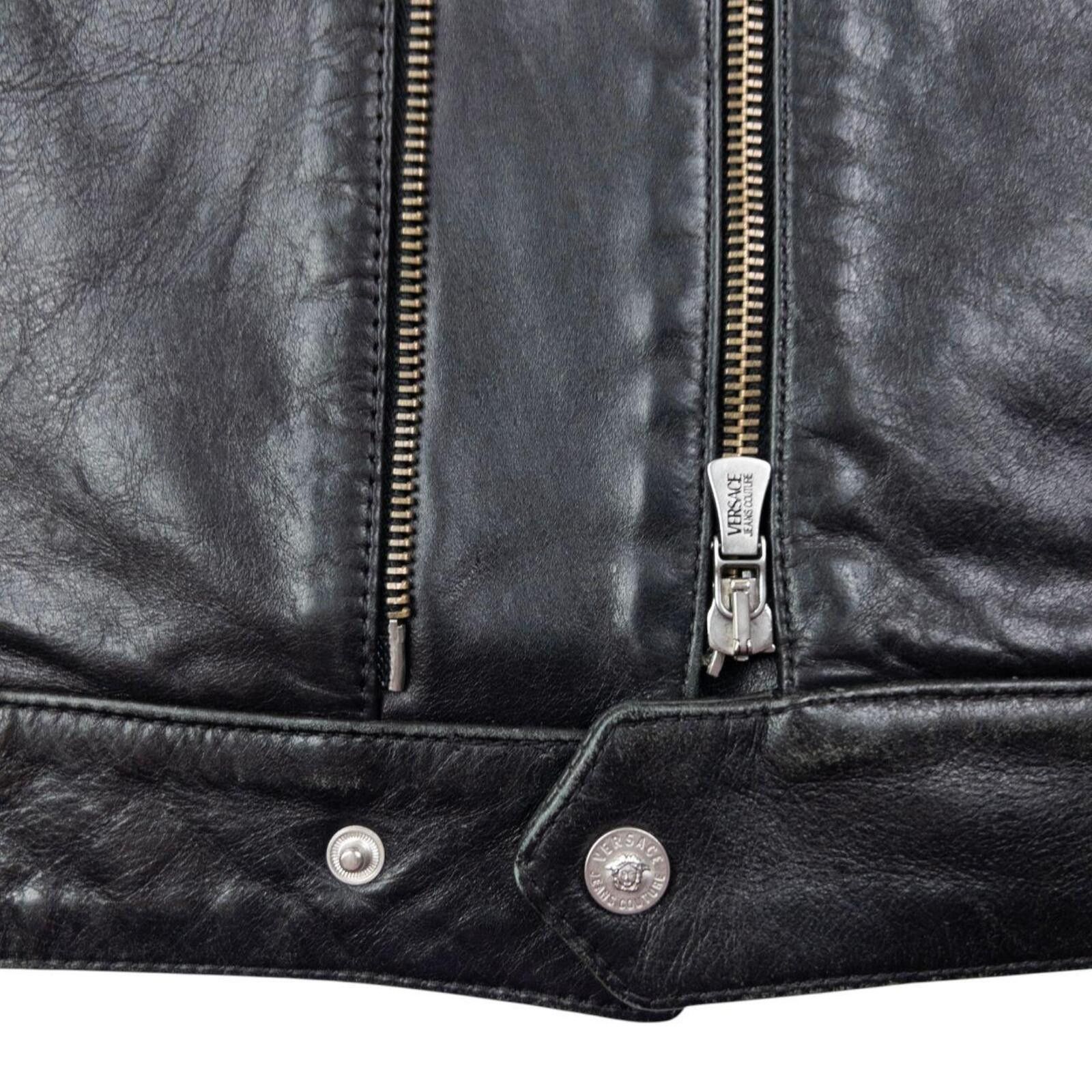 Versace Vintage 2000s Versace Jeans Couture Zip Up Leather Jacket SM Size US S / EU 44-46 / 1 - 7 Thumbnail