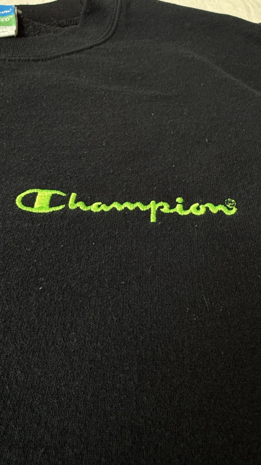 Champion Rare Champion Crewneck with Neon Green Embroidery Size US S / EU 44-46 / 1 - 2 Thumbnail
