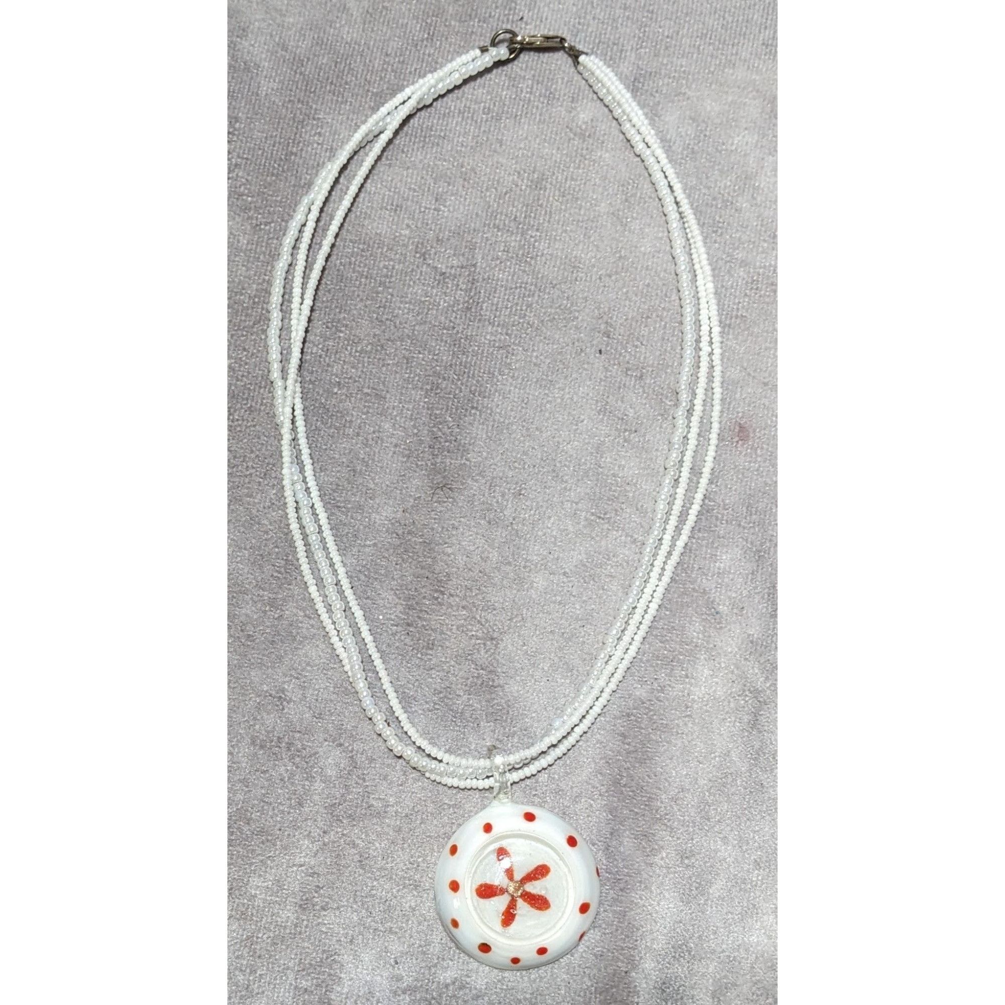 Other Floral Candycane Winter Glass Beaded Necklace Size ONE SIZE - 13 Thumbnail