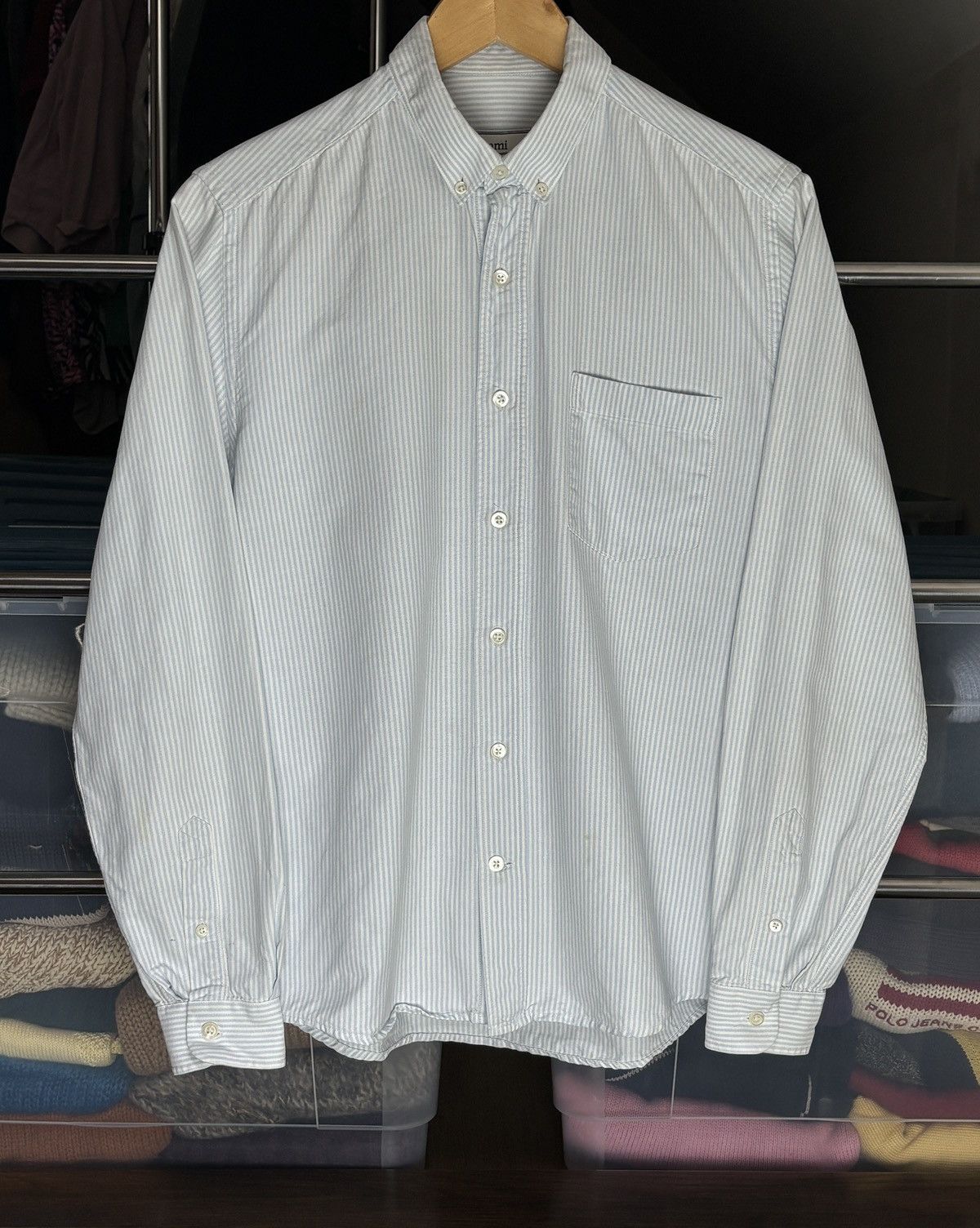 AMI AMI white-blue striped casual oxford shirt Size US S / EU 44-46 / 1 - 1 Thumbnail