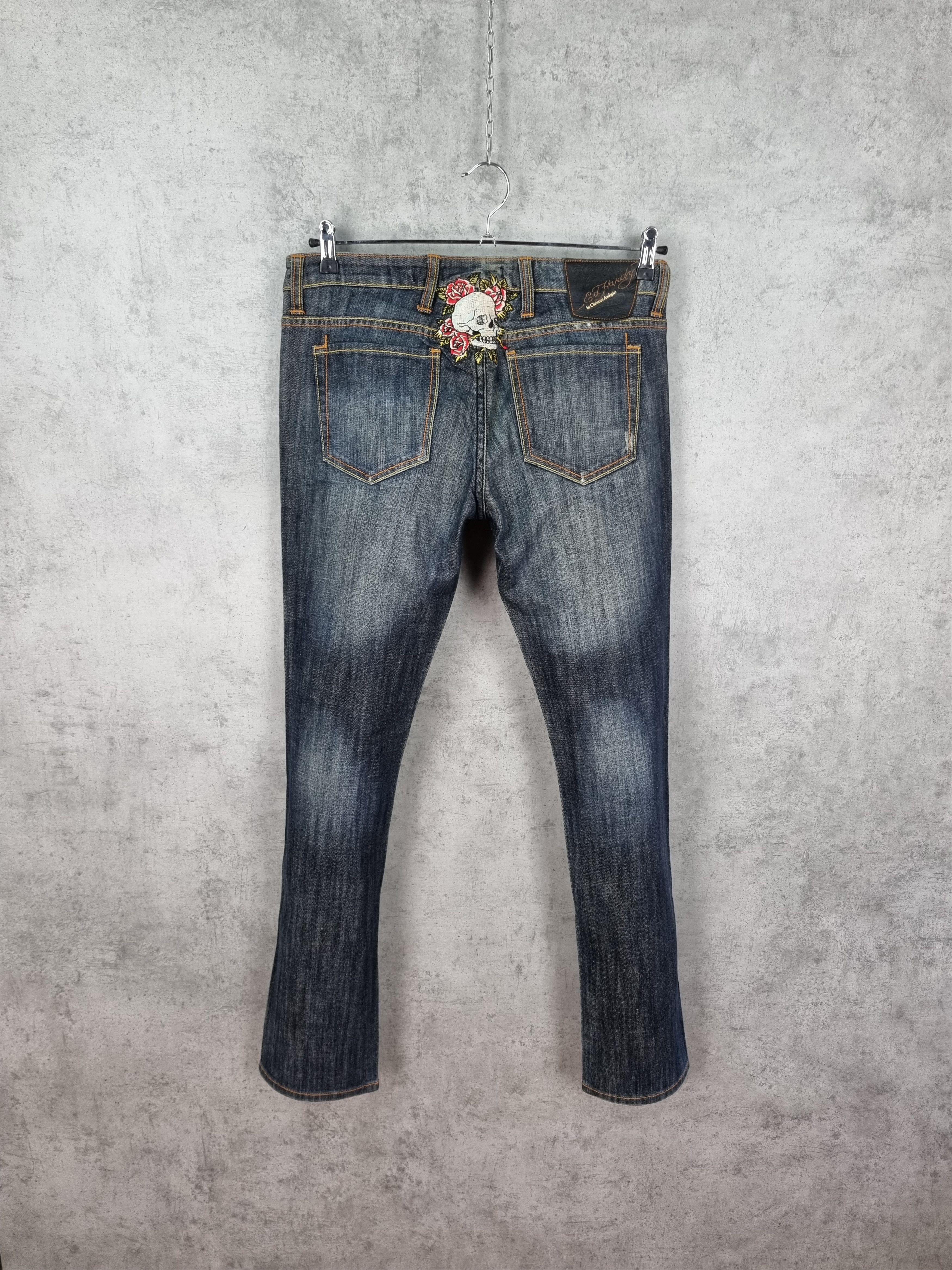 Christian Audigier × Ed Hardy Ed Hardy Knitted Skull Skinny Jeans Raw Denim Size US 31 - 2 Thumbnail