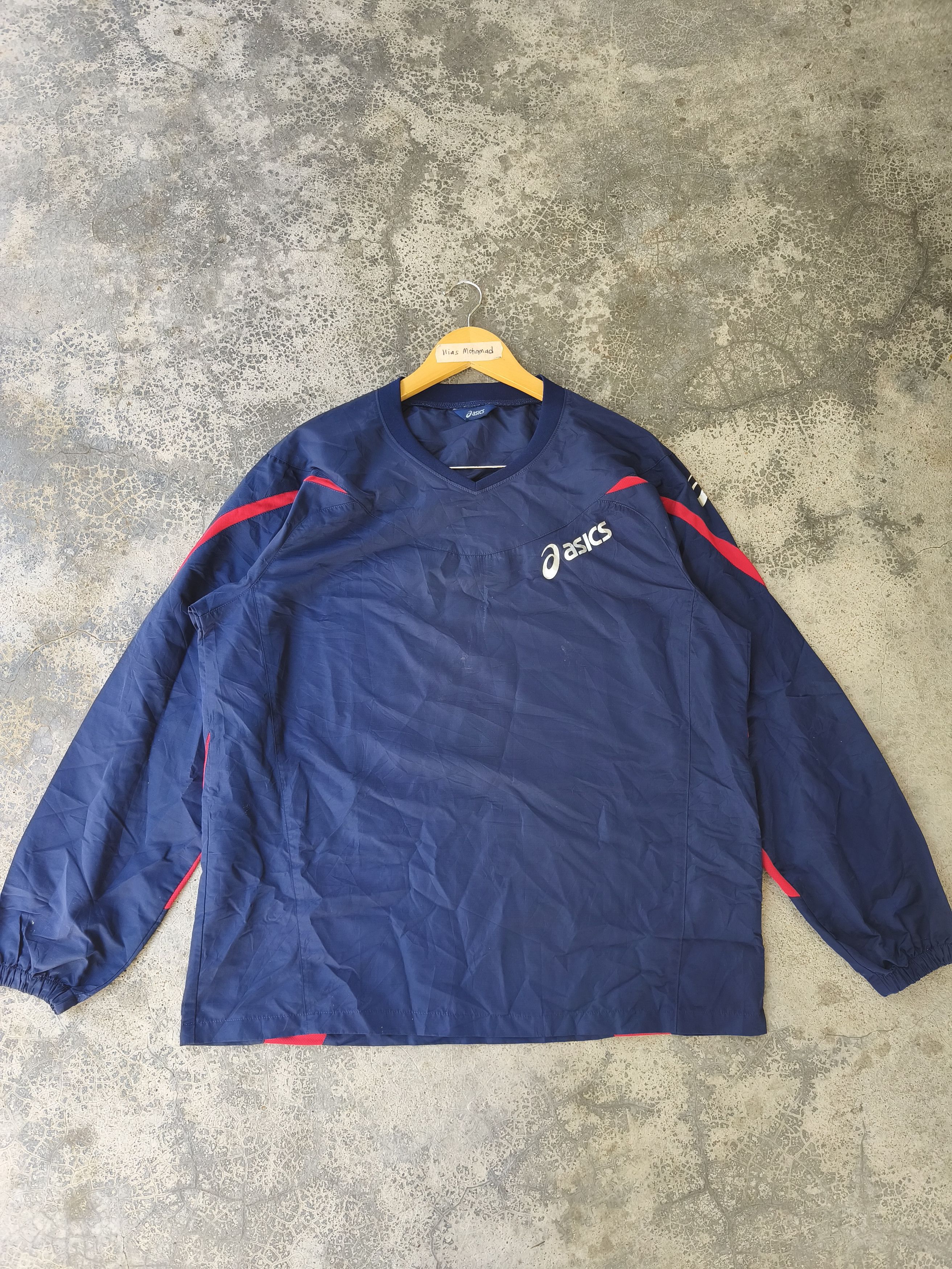 Asics Vintage ASICS Windbreaker Pullover Jacket - 2000s Navy Red Size US L / EU 52-54 / 3 - 1 Thumbnail