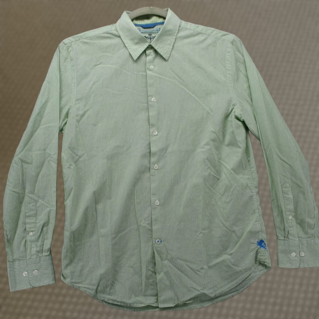 express green dress shirt Express Button Up Men's Medium White Stripe 100% Cotton LOFT