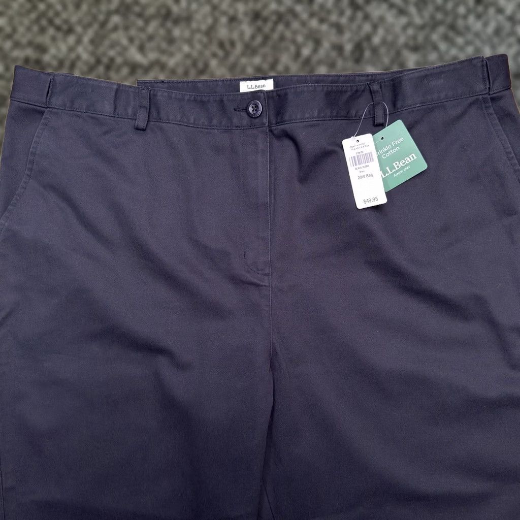 Vintage L.L. Bean Pants Womens 20W Regular Black High Rise Cotton Twill Straight Chino Flat Front Easy Care New Size 42" / US 20 - 1 Thumbnail