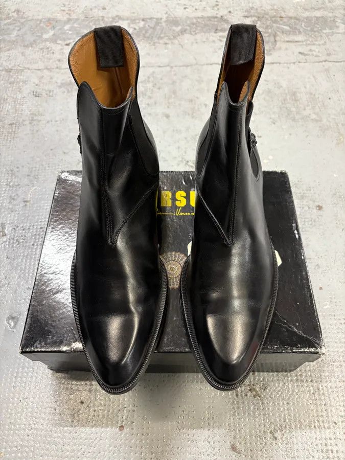 Versace Versace Black Leather Classy Chelsea Biker Boots Size US 11 / EU 44 - 2 Thumbnail