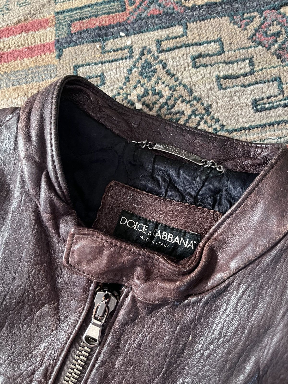 Dolce & Gabbana Dolce & Gabbana - Vintage Leather Jacket Brown Faded Size US M / EU 48-50 / 2 - 6 Thumbnail