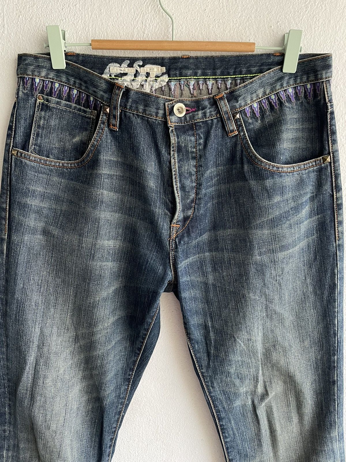 Paul Smith Sick🔥Stud Jeans Paul Smith Embroidery Denim Signature Stripe Size US 32 / EU 48 - 8 Thumbnail
