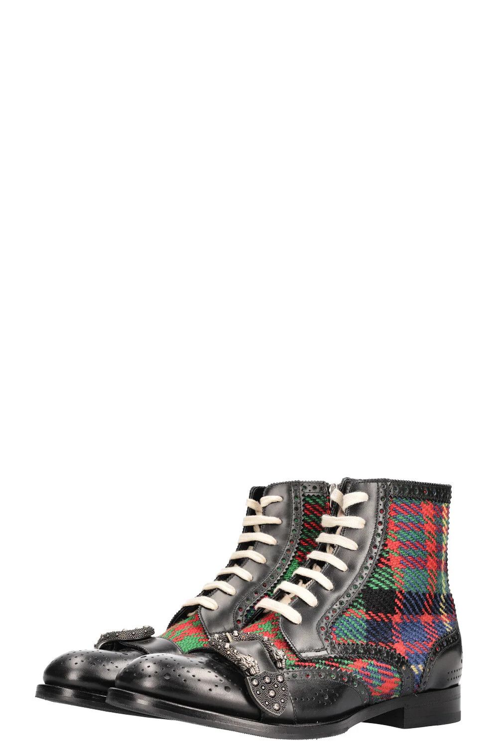Gucci o1tko11025 Tartan Brogue Ankle Boots in Multicolor Size US 7 / EU 40 - 4 Thumbnail