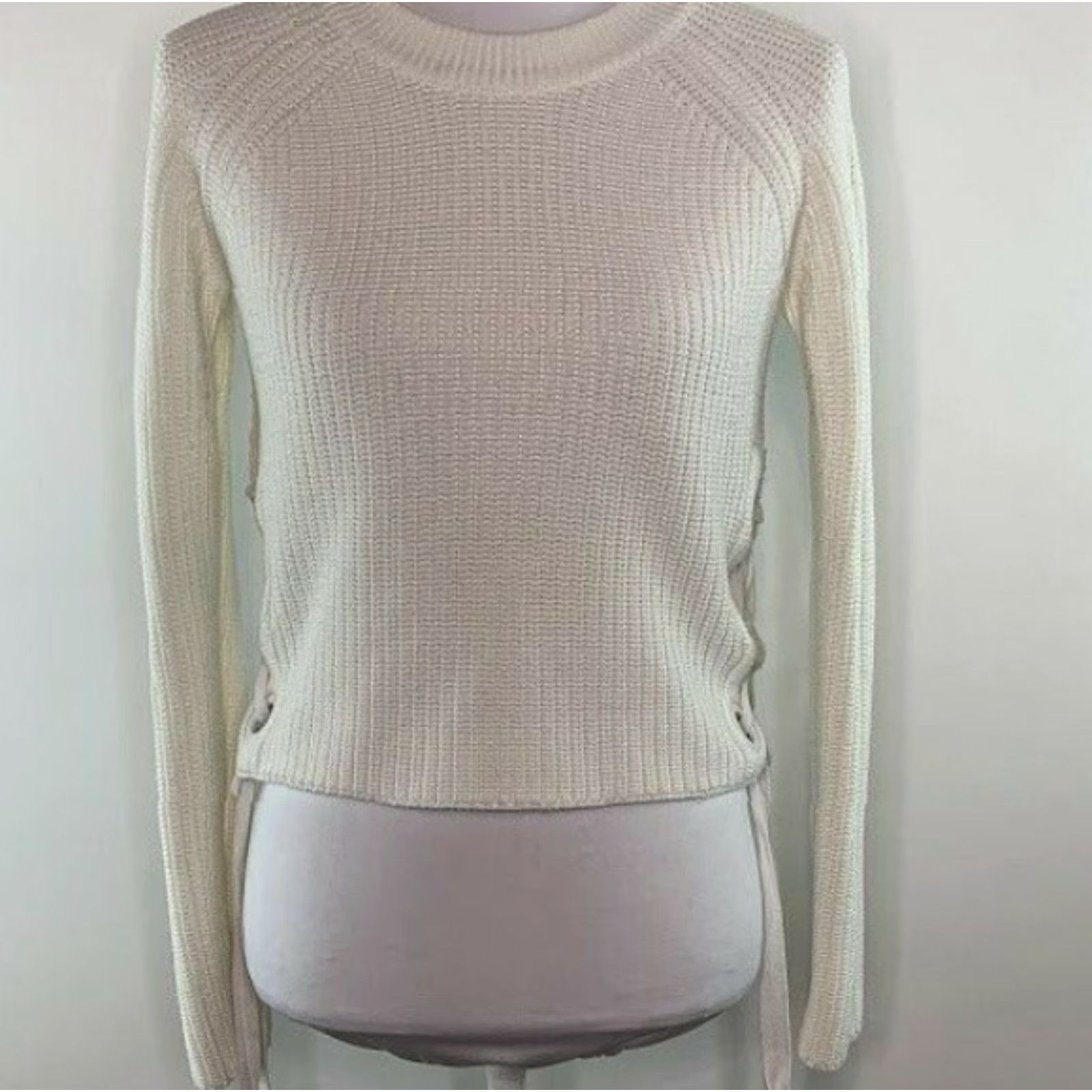 Both BLUE BLUSH Womens S Top Pullover Sweater Crew Neck Crop White Size S / US 4 / IT 40 - 2 Thumbnail