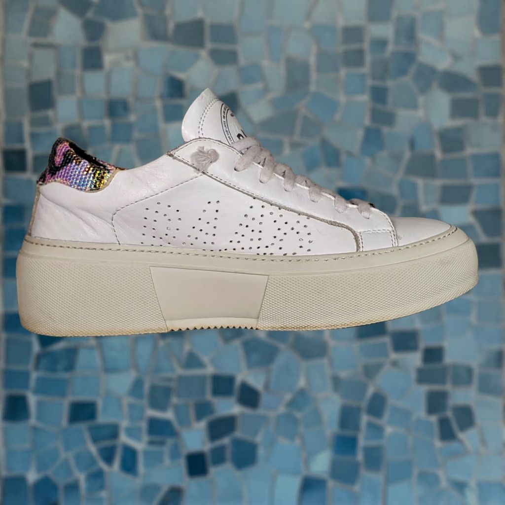 P448 P448 Sneakers Womens White Louise Rainbow Snake Embossed Logo Platform Women Size US 10 / IT 40 - 1 Thumbnail