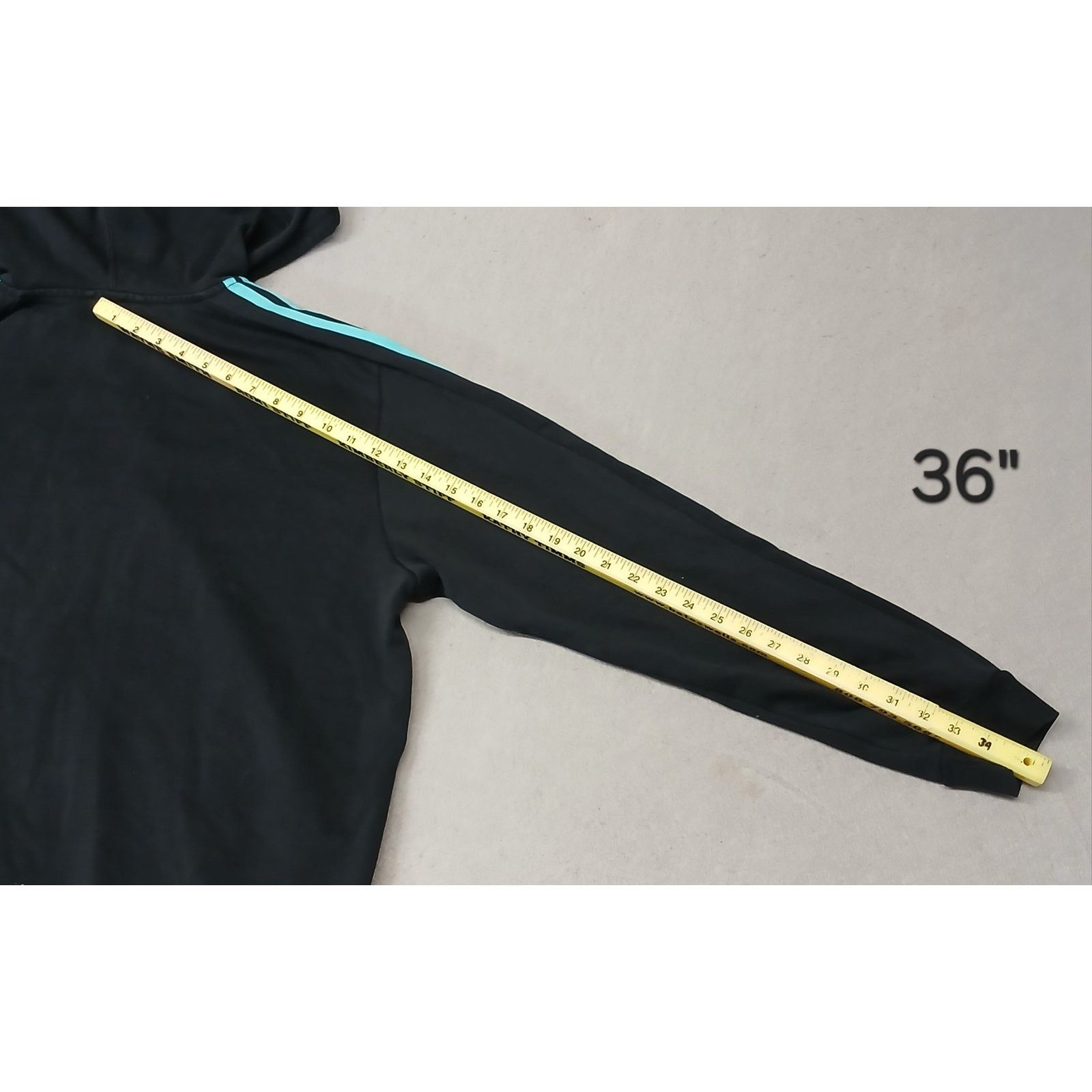 Adidas Adidas (XL) Black Full Zip Teal Striped Hoodie Jacket Size US XL / EU 56 / 4 - 10 Thumbnail