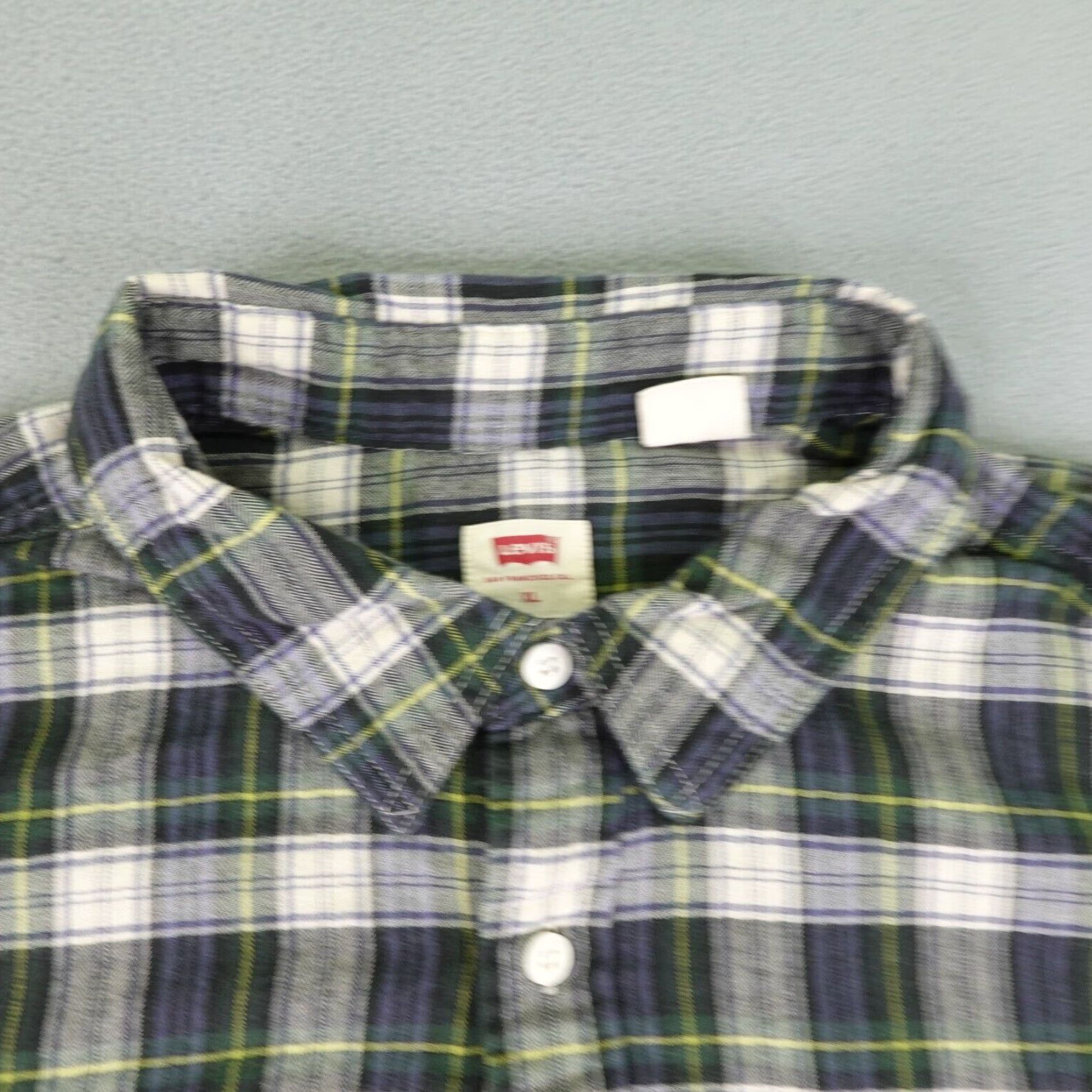 Levi's VINTAGE Levi's Shirt Mens XL Green Blue White Plaid Flannel Button-Up Workwear 90s Theme Mens Size US XL / EU 56 / 4 - 2 Thumbnail