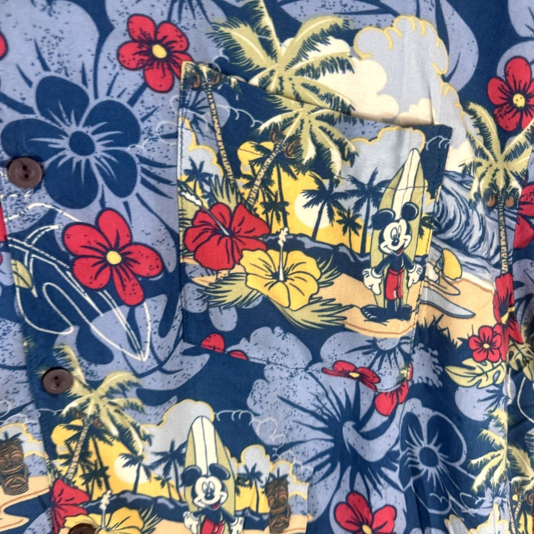 Disney Disney Parks Shirt Mens L Blue Mickey Hawaiian Button Front Tropical Surfing Size US L / EU 52-54 / 3 - 5 Thumbnail
