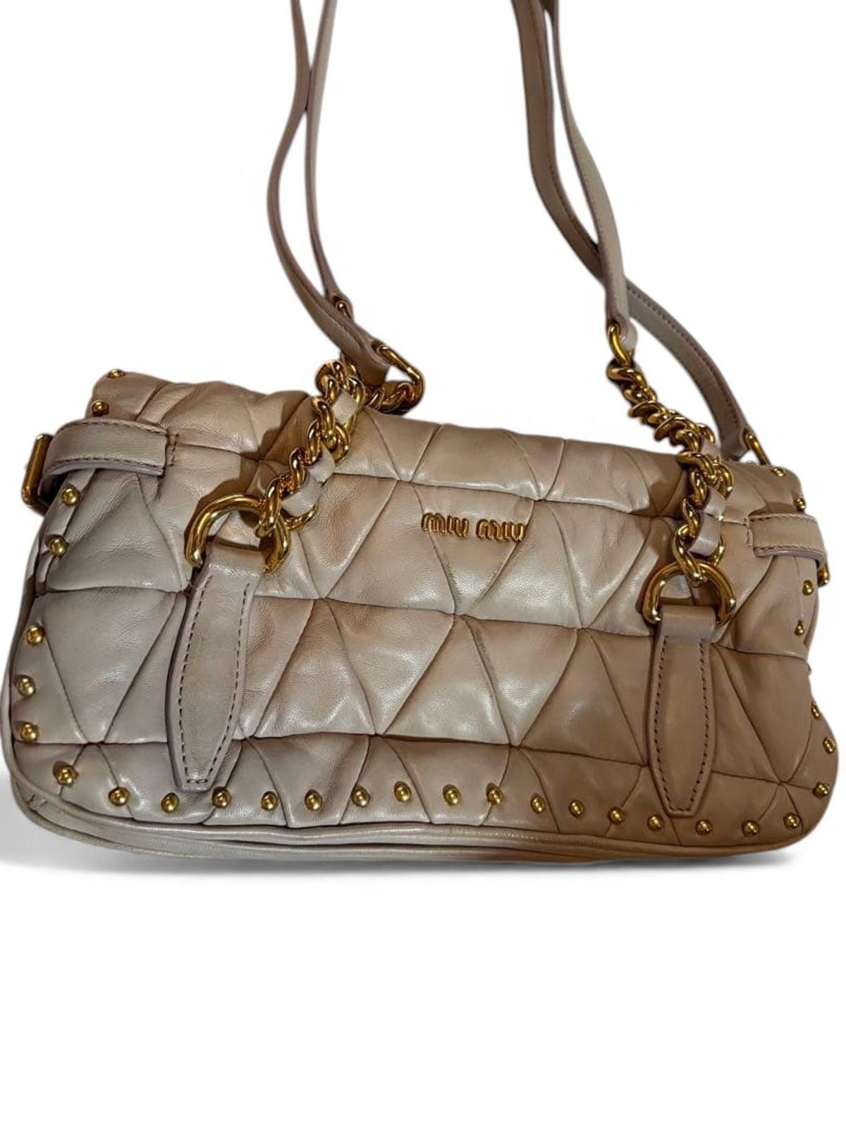 Miu Miu Miu Miu - Quilted Leather Shoulder Handbag with Gold Studs Size ONE SIZE - 5 Thumbnail