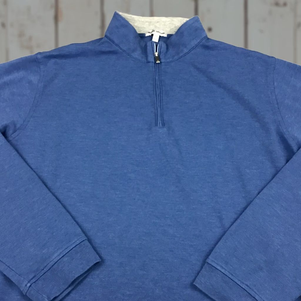 Peter Millar Peter Millar Sweater Men 2XL Blue Solid 1/4 Zip Mock Neck Pullover Golf XXL Size US XXL / EU 58 / 5 - 1 Thumbnail