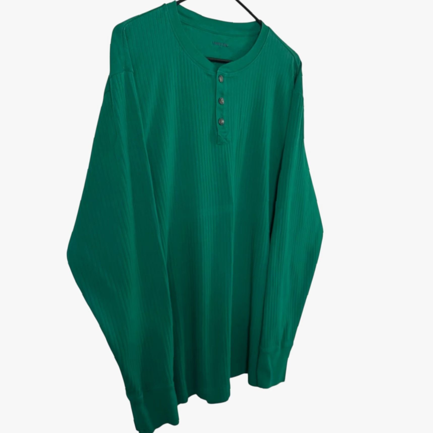 Lands' End Lands' End Rib-Knit Long-Sleeve Henley Shirt Green Men's Size XL 100% Cotton Henley Button-Down All Seasons Easy Care Classic Outdoor Size US XL / EU 56 / 4 - 3 Thumbnail