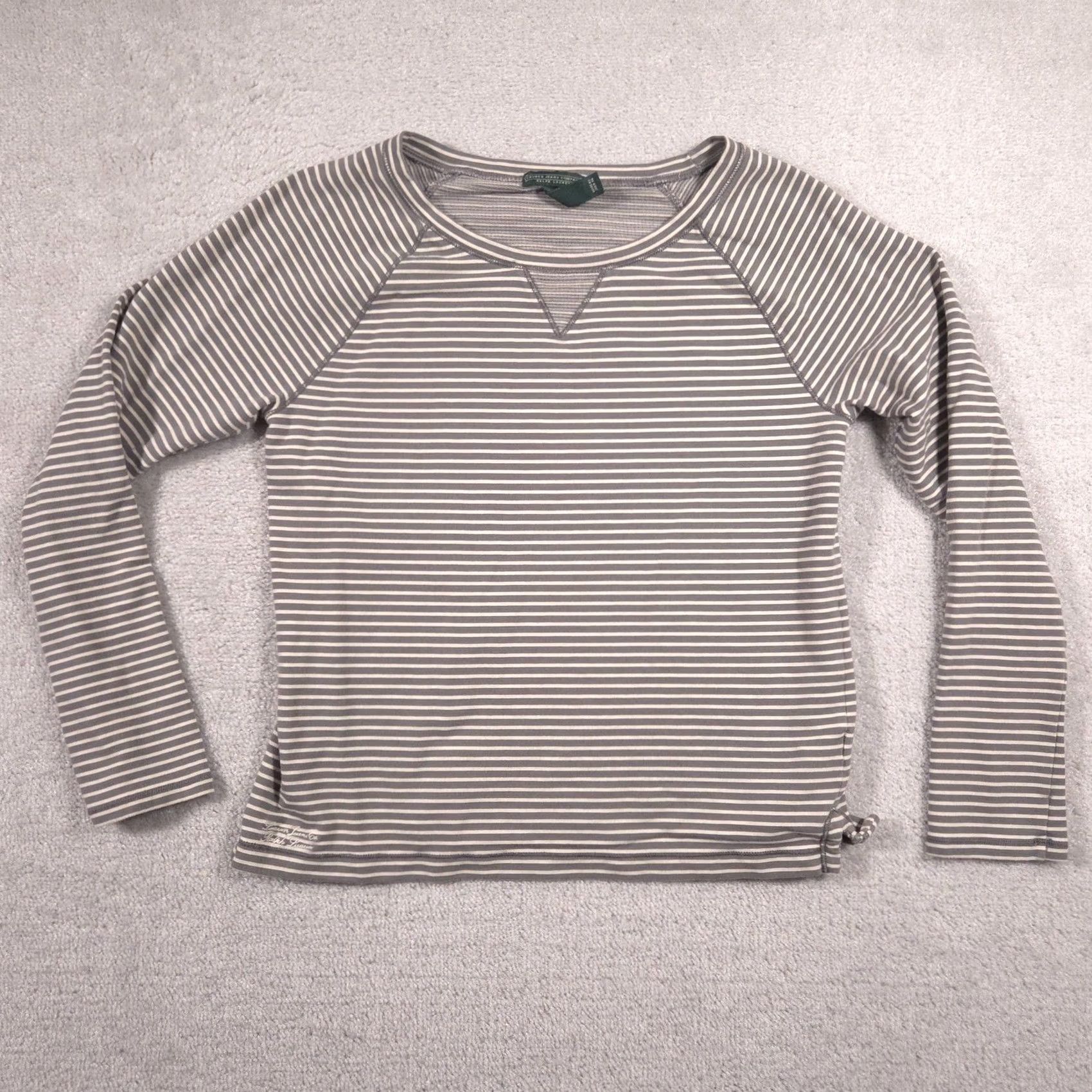 Ralph Lauren Lauren Ralph Lauren Shirt Womens Medium Gray Striped Raglan Long Sleeve Top Size M / US 6-8 / IT 42-44 - 2 Thumbnail