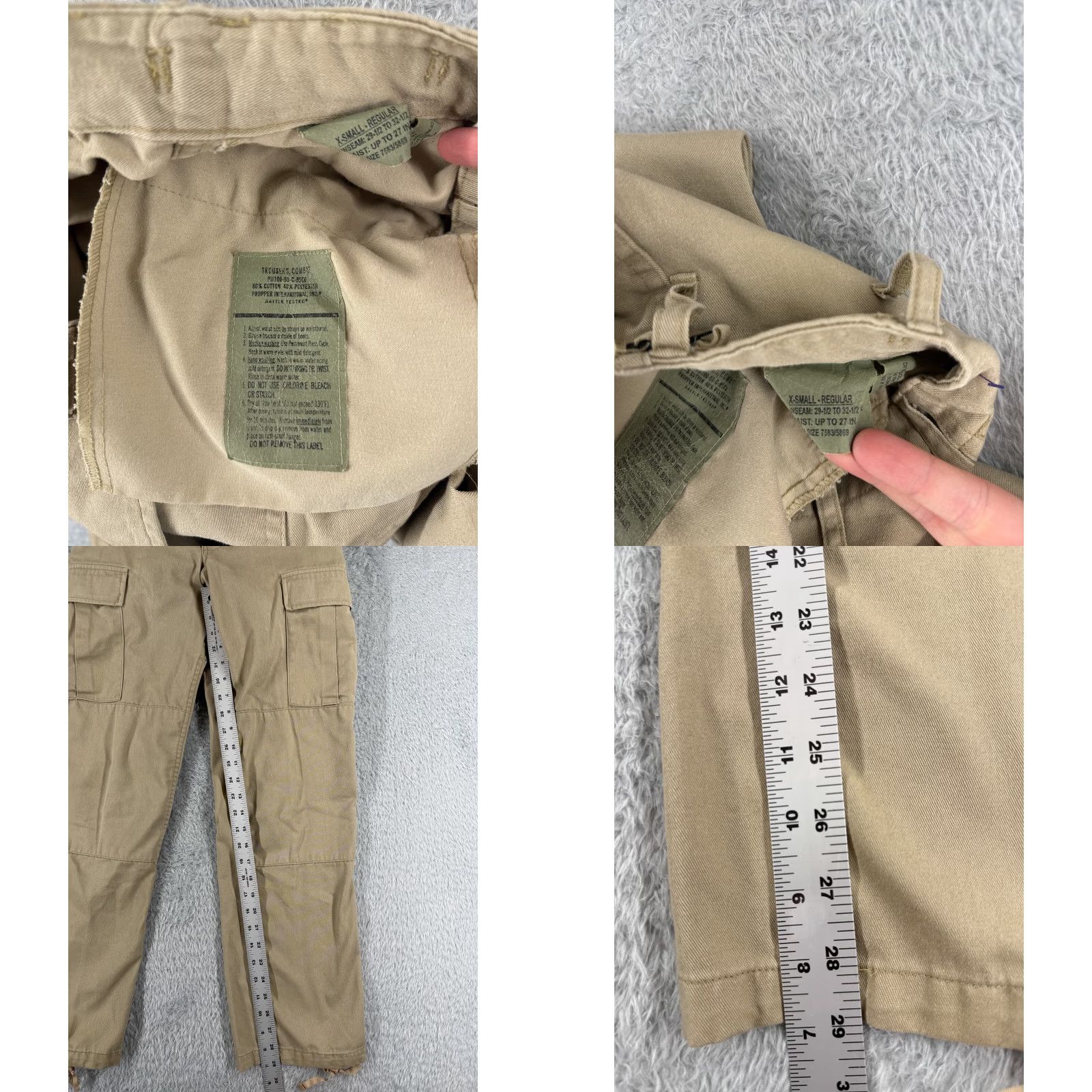 Vintage Propper Pants Adult XS Beige Cargo Trouser Combat Cotton Adjustable Size US 27 - 8 Thumbnail