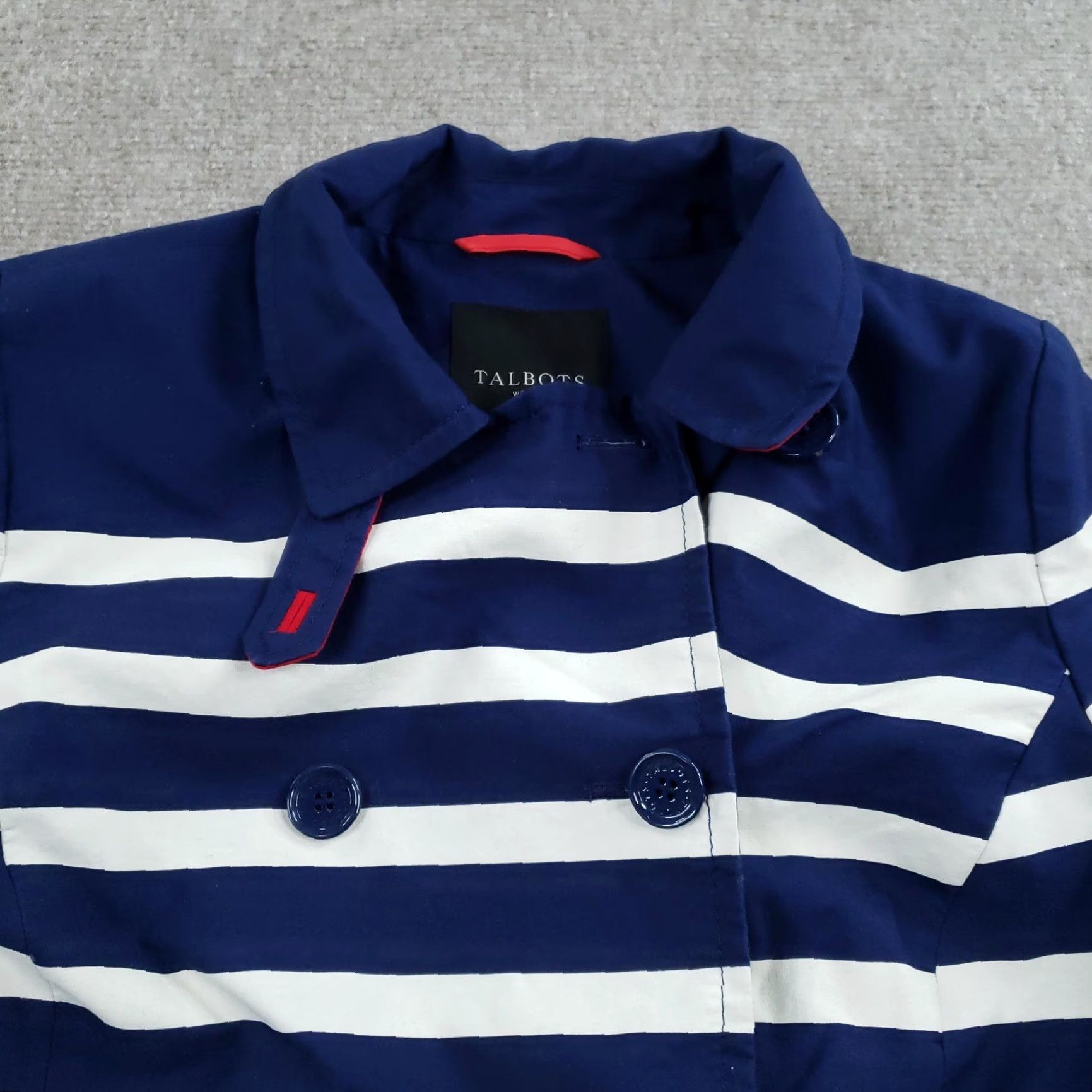 Talbots Talbots Womens Jacket 1X Blue White Striped Nautical Mid-Length Lined Button Size XL / US 12-14 / IT 48-50 - 8 Thumbnail