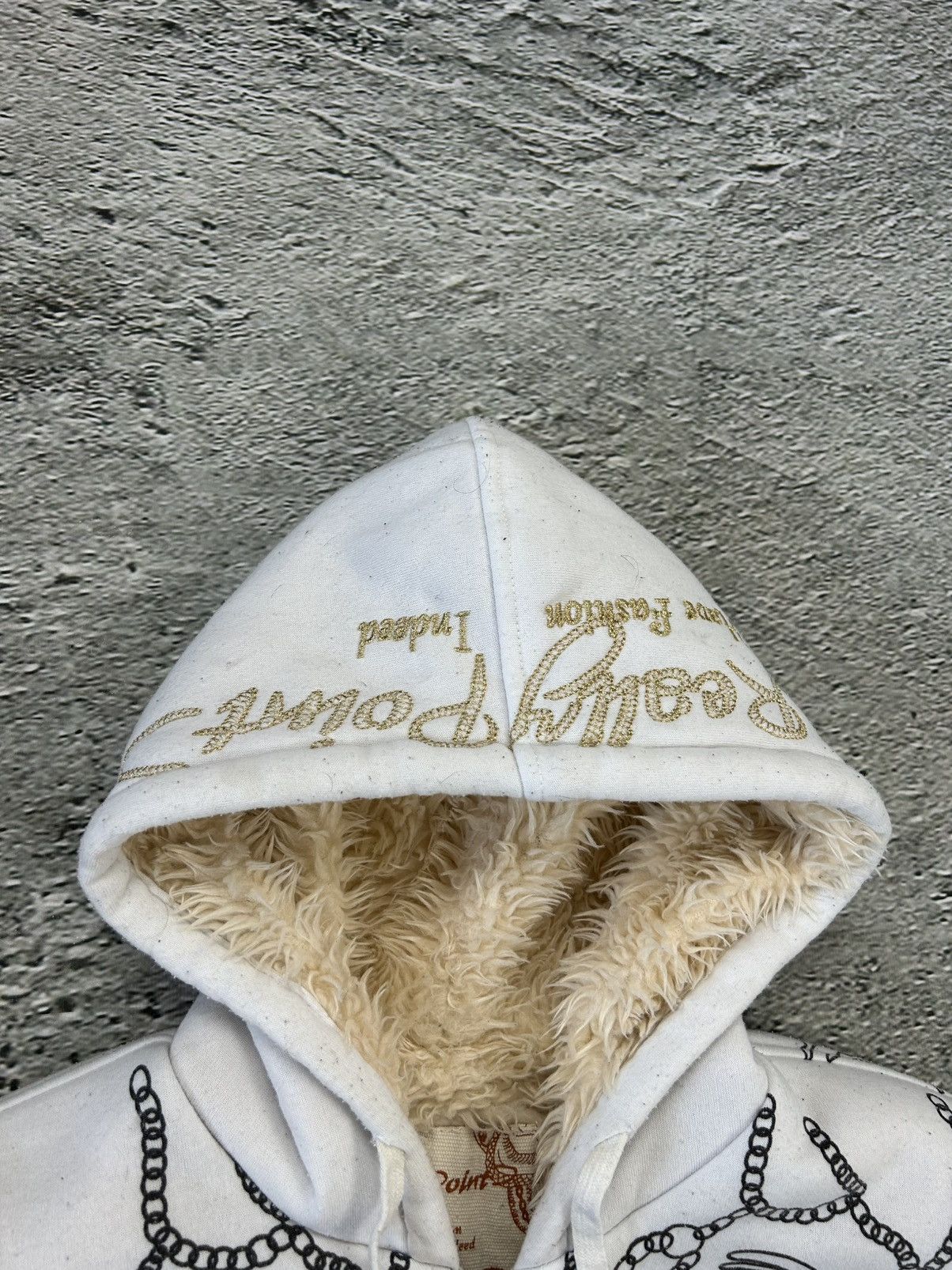 Really Point Y2K vintage zip hoodie white fur Ed Hardy