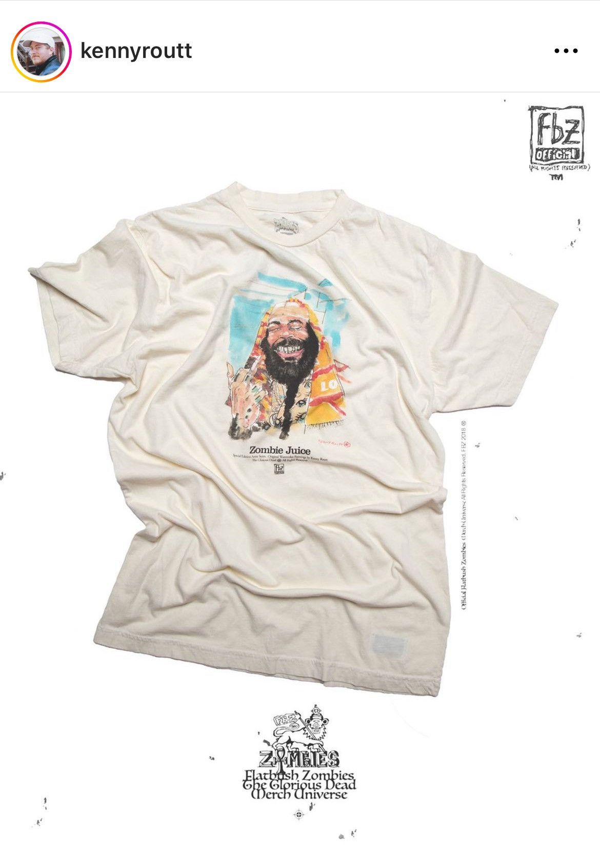 image of Flatbush Zombies 2019 Fbz Artist Series Kenny Routt Zombie Juice Tee in Cream, Men's (Size XL)