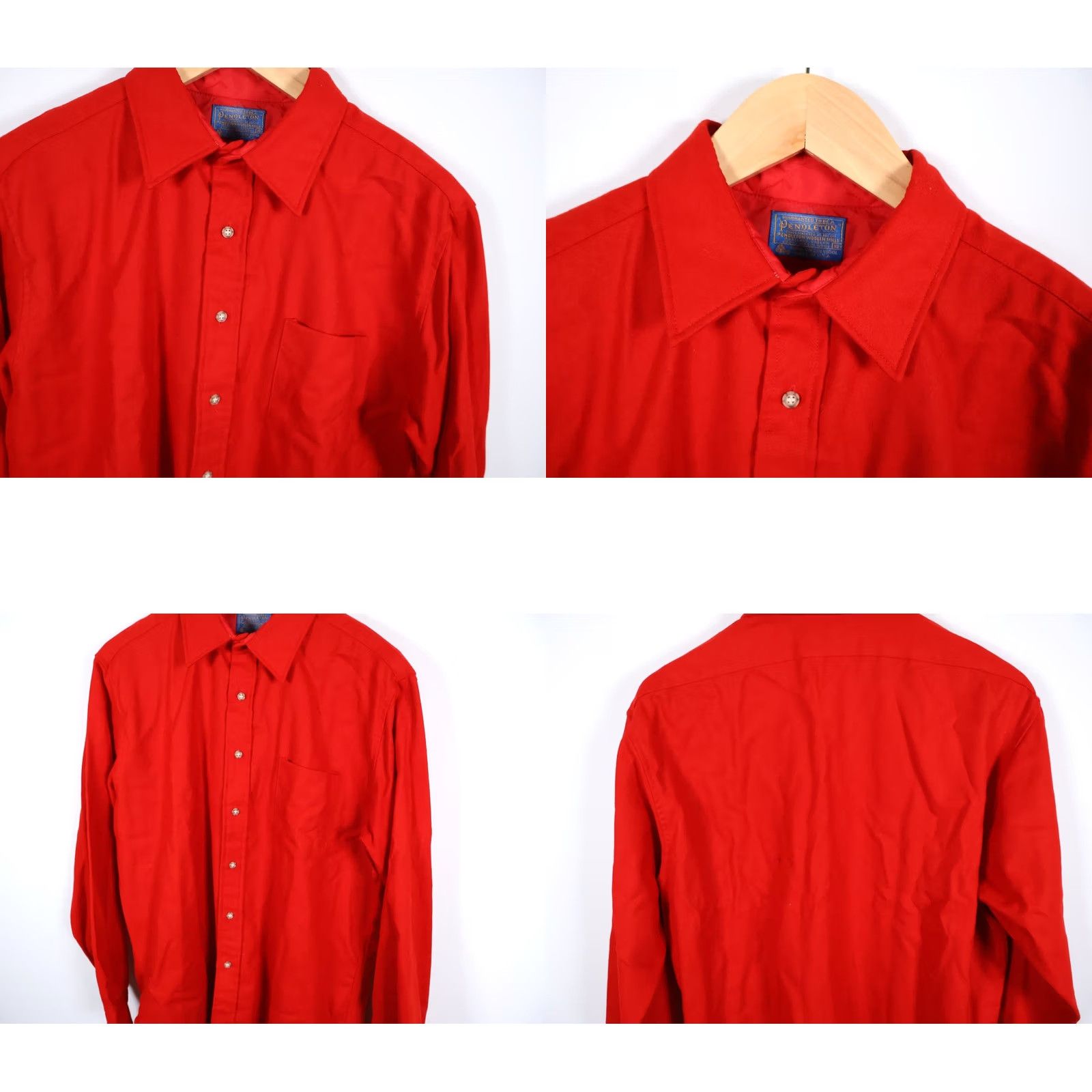 Pendleton VINTAGE Pendleton Shirt Wool Flannel Solid Red XL Men’s Button-Up Casual Workwear 80s 90s Grunge Western Pocket(s) USA Made Mens Size US XL / EU 56 / 4 - 9 Thumbnail