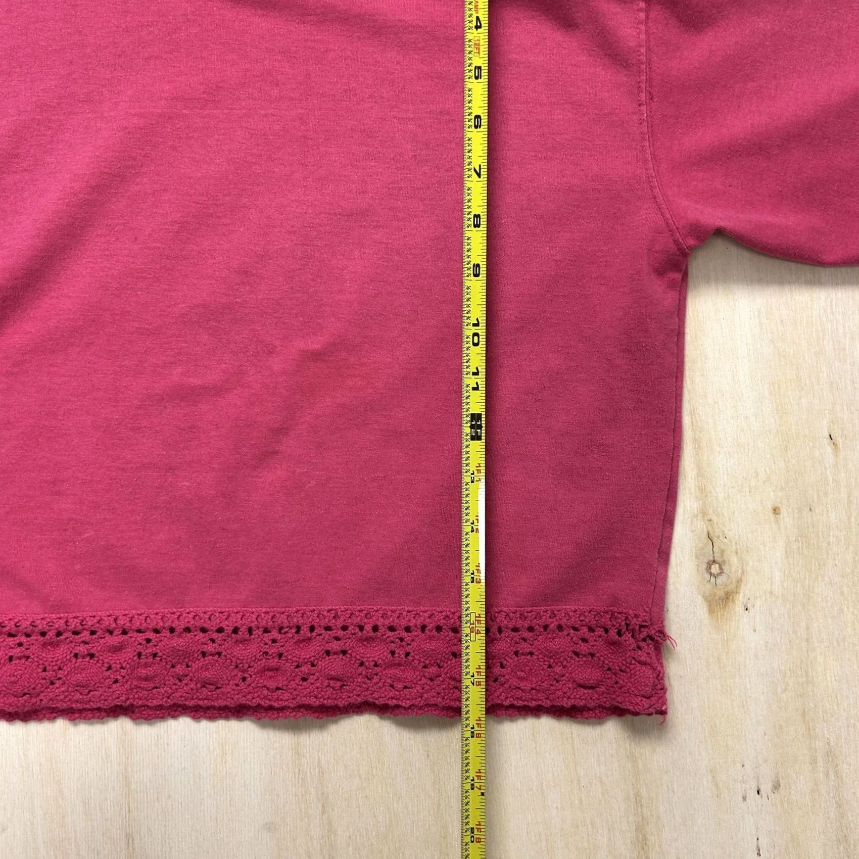 Energie VINTAGE Energie Shirt Womens Medium Pink Cropped Crochet Hem Short Sleeve Tee Size M / US 6-8 / IT 42-44 - 4 Thumbnail