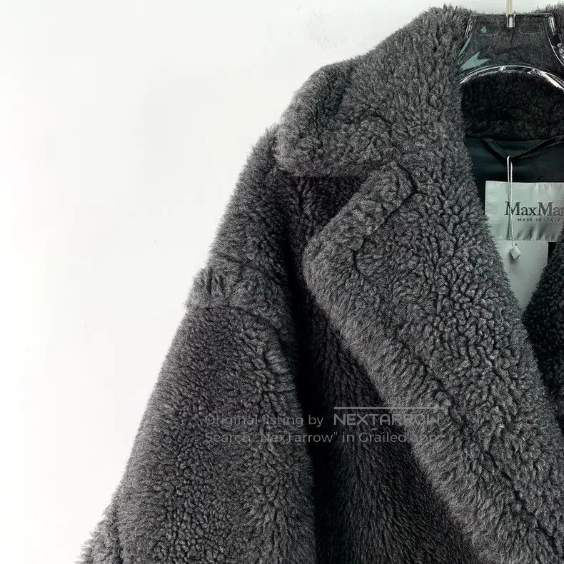 Max Mara Max Mara Dark Gray Teddy Sheep Wool Lapel Double Breasted Size M / US 6-8 / IT 42-44 - 3 Thumbnail