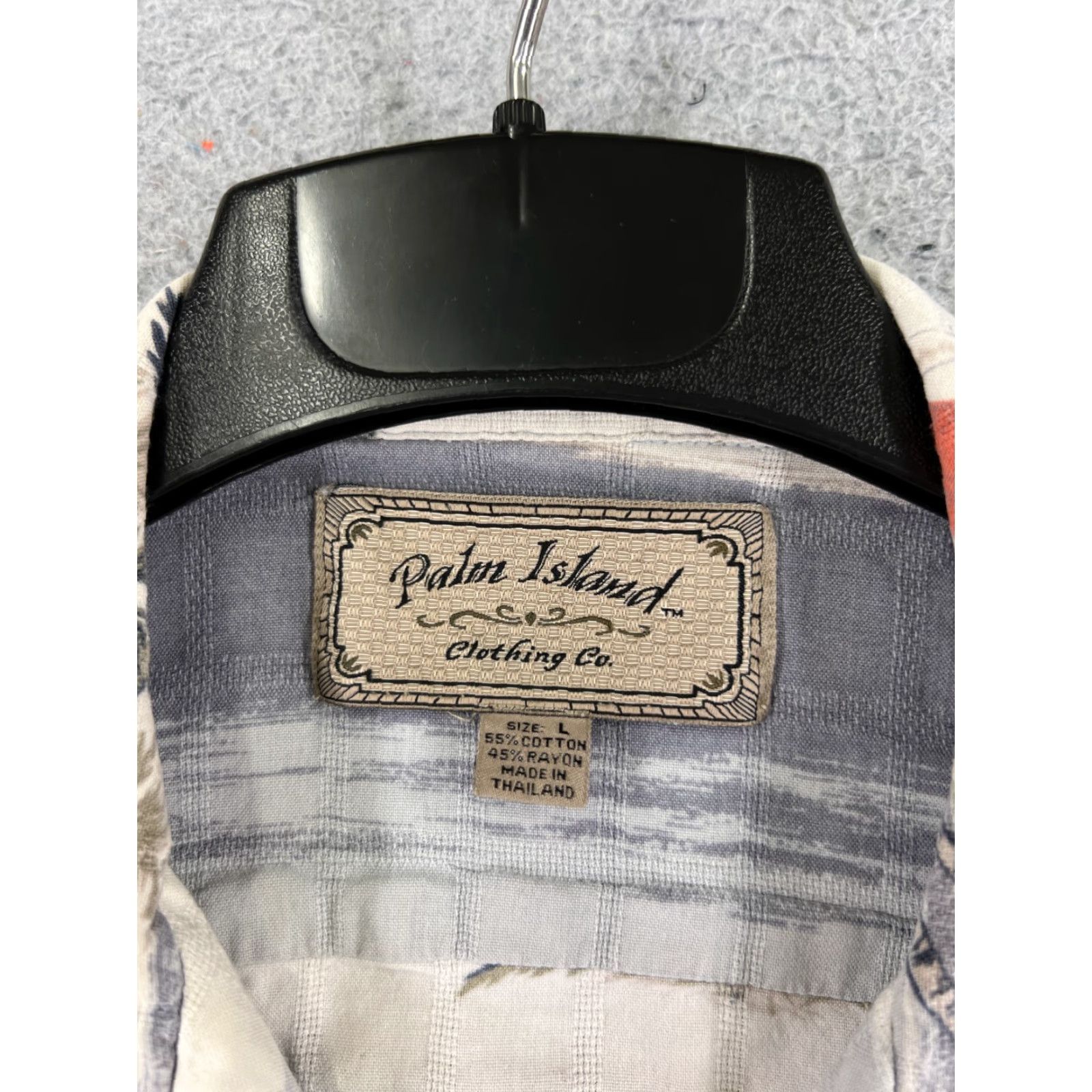 Vintage Palm Island Shirt Men's Beige Gray Hawaiian Cotton Blend Button-Up Short Sleeve Aloha Floral - 40 Chest, L Size US L / EU 52-54 / 3 - 7 Thumbnail