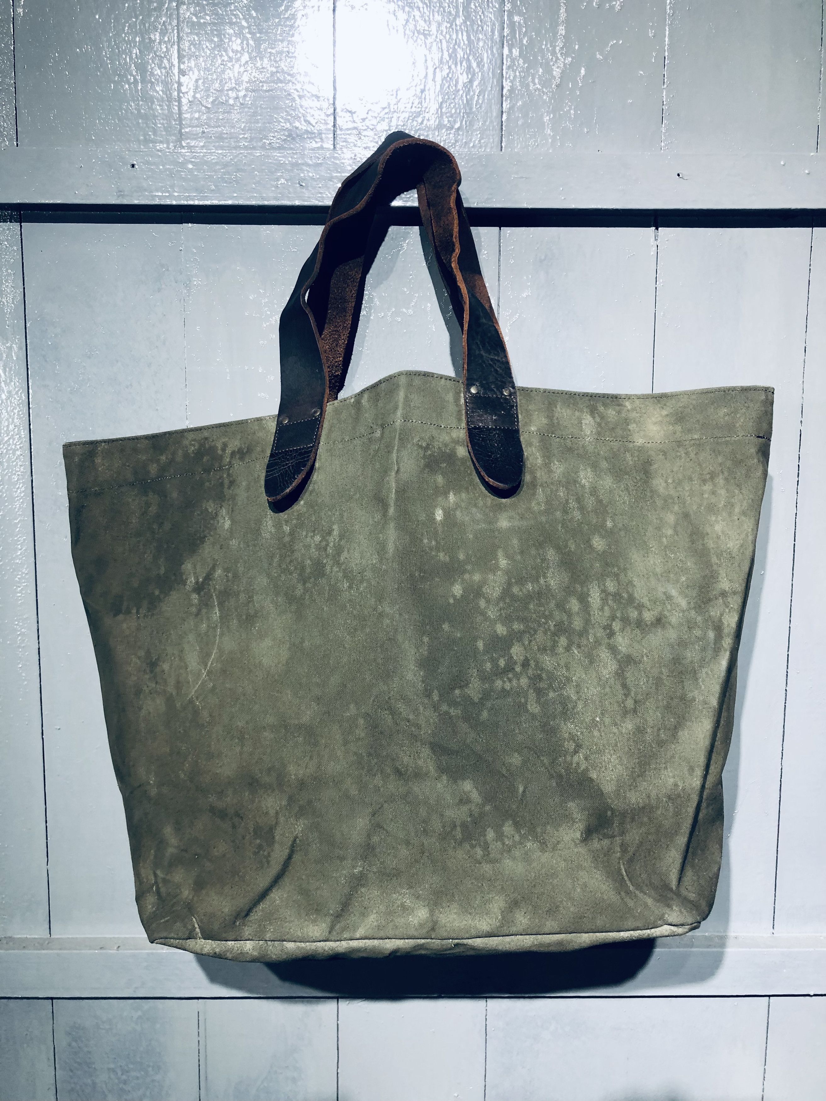 Canvas × Japanese Brand × Leather JAPANESE STREETWEAR FASHION STYLE CANVAS LEATHER TOTEBAG Size ONE SIZE - 1 Thumbnail