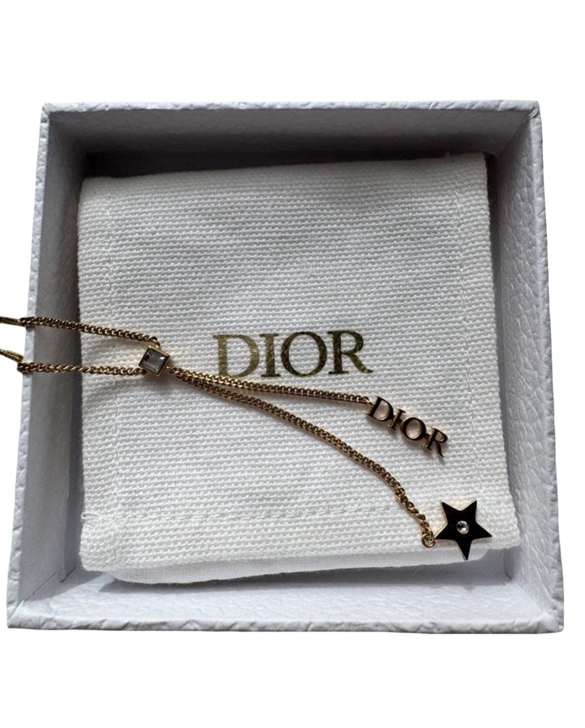 Dior Christian Dior Gold-Tone Crystal Star & Logo Lariat Necklace Size ONE SIZE - 3 Thumbnail