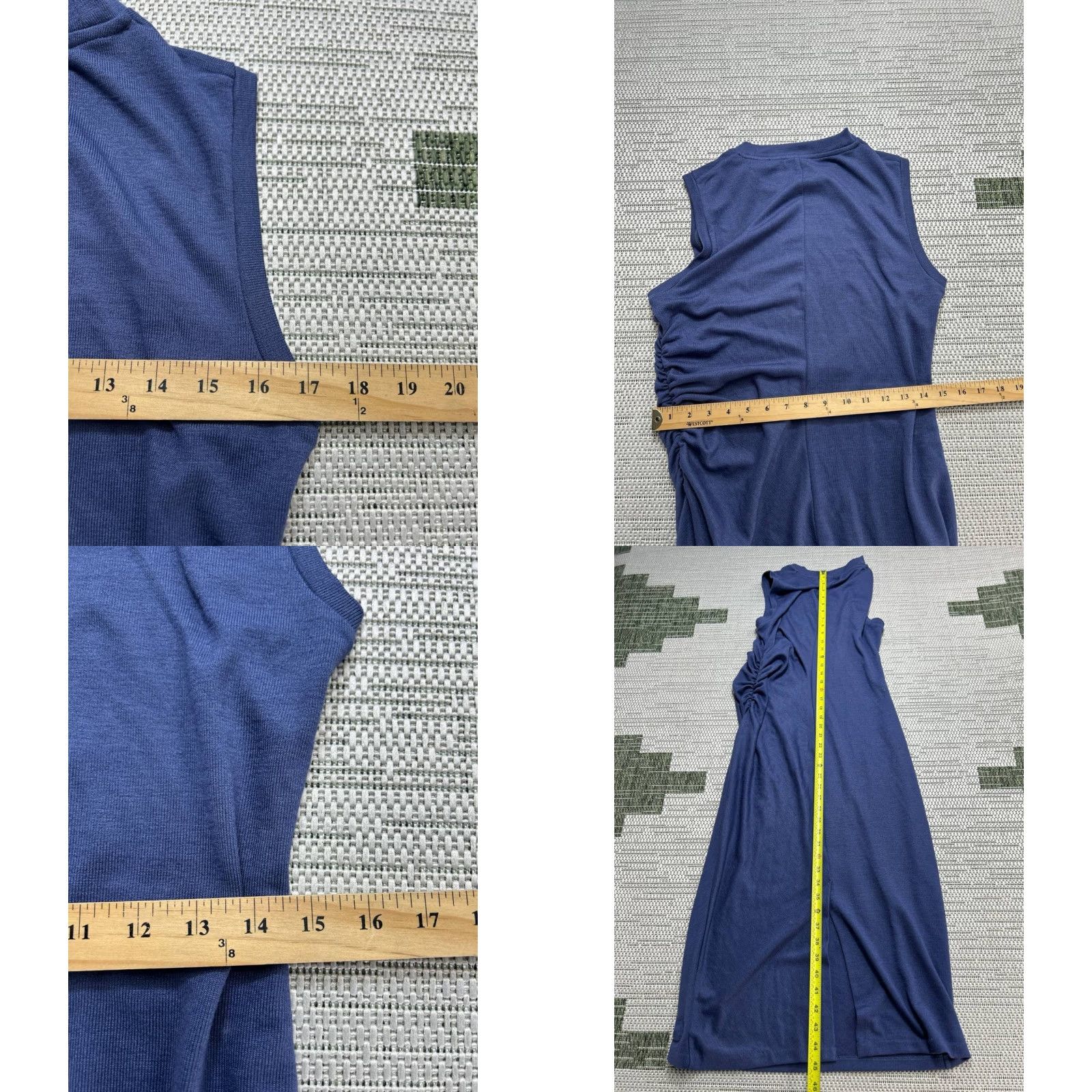 Vince Vince Dress Womens Medium Blue Bodycon Midi Wrap Sleeveless Crew Neck Casual Party/Cocktail Stretch 90s? Size M / US 6-8 / IT 42-44 - 8 Thumbnail