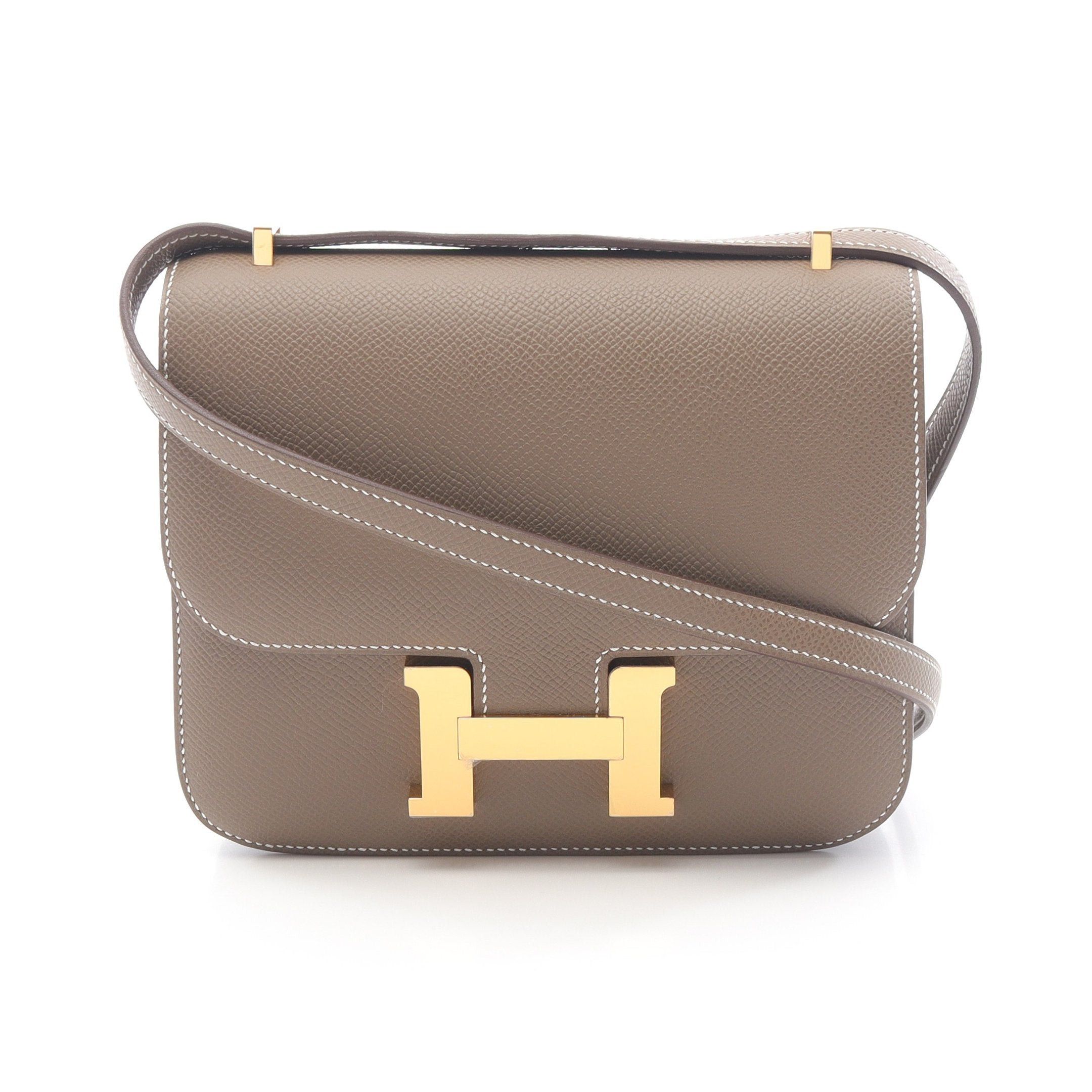 Hermes Constance 3 Mini Etoupe Shoulder Bag Veau Epsom Gray Brown Gold Hardware K Stamp, Women's