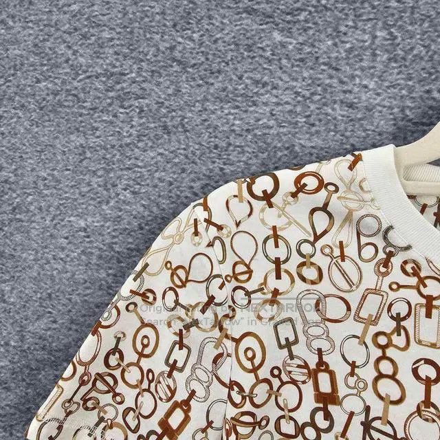 Hermes Printed Round Neck Short-Sleeve