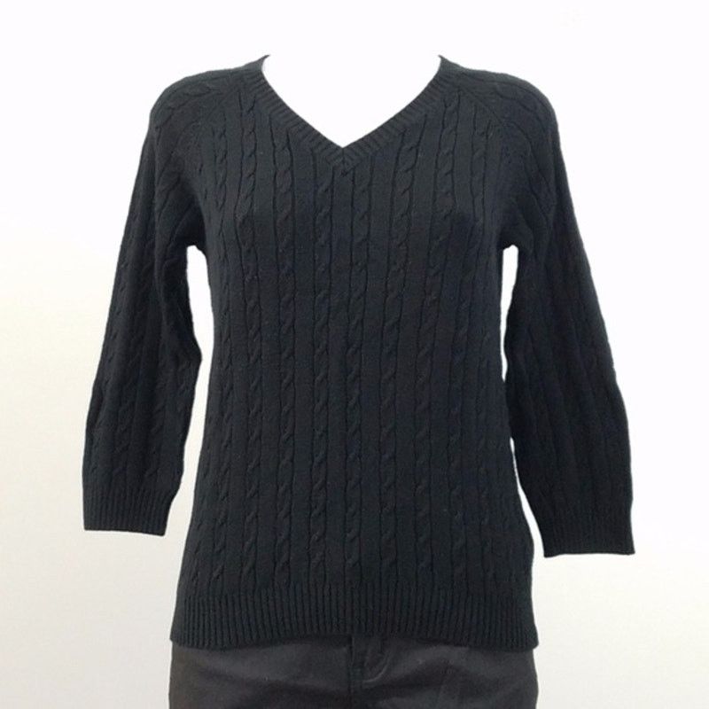 Other 525 Black Cable Knit 3/4 Pullover V-Neck Sweater Medium Size M / US 6-8 / IT 42-44 - 1 Thumbnail