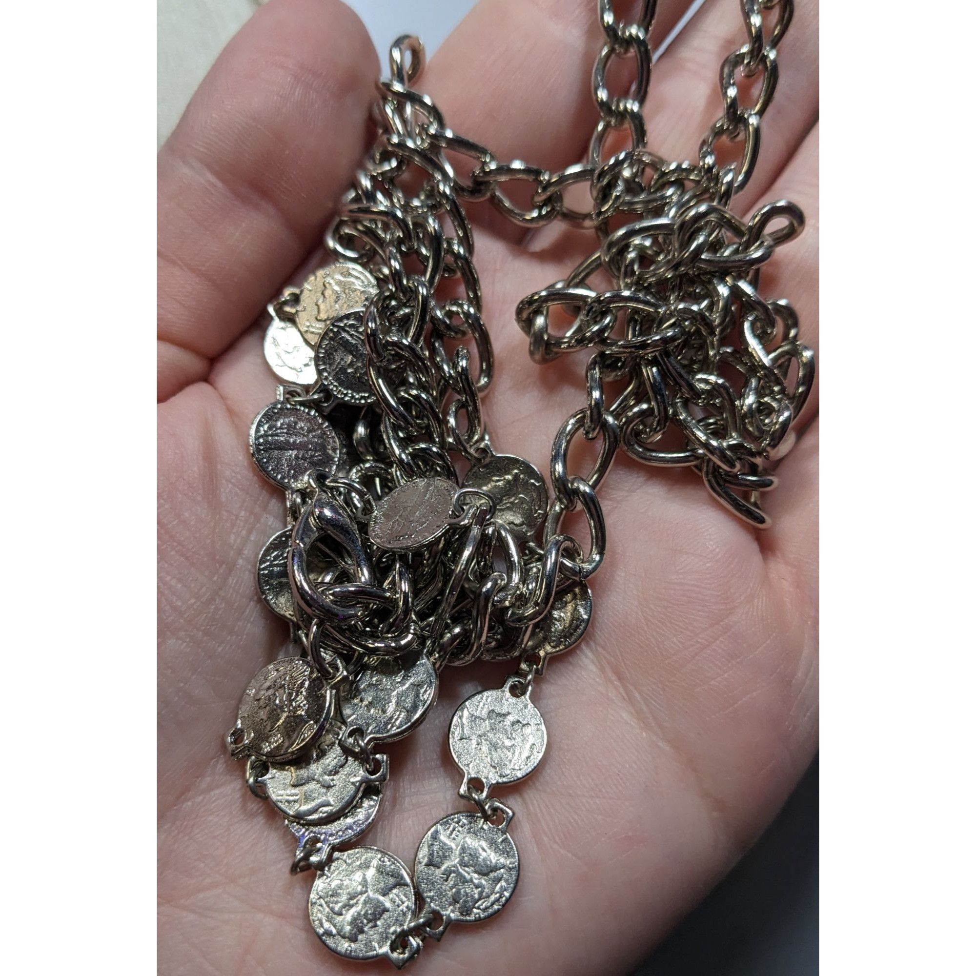 Other Vintage Replica Mercury Dime Charm And Chain Adjustable Belt Size ONE SIZE - 4 Thumbnail