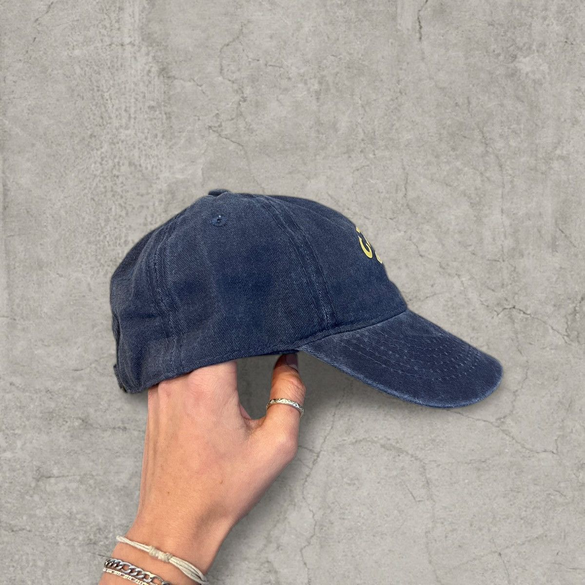 Japanese Brand 90s vintage style cap, navy blue cap, yellow logo. One size Size ONE SIZE - 2 Thumbnail