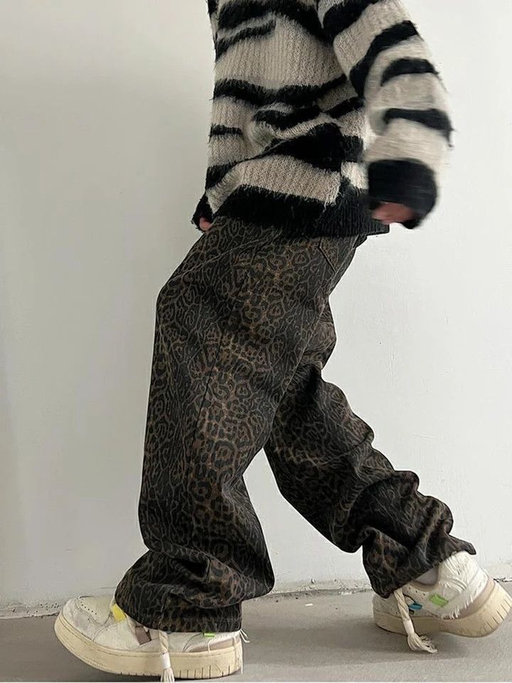 Leopard Wide Leg Jeans