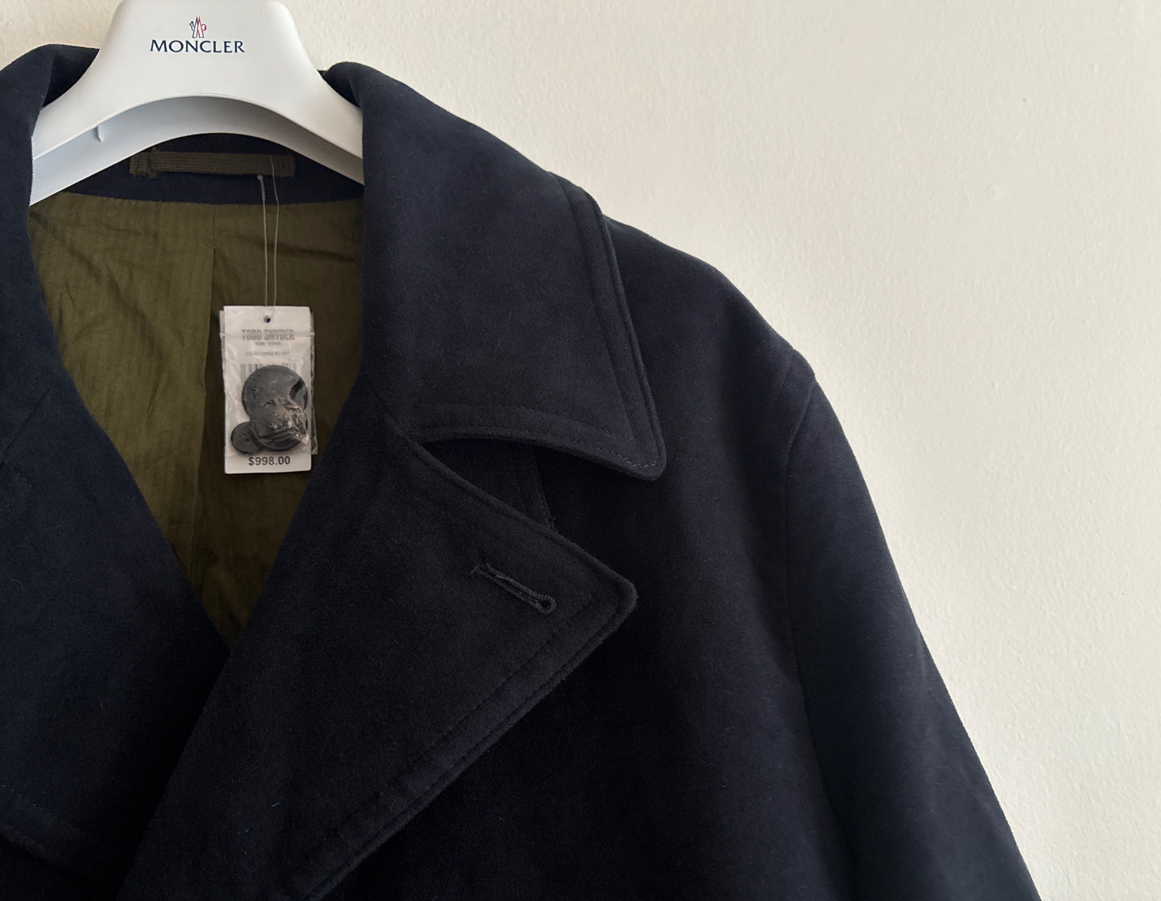 Todd Snyder USD$998 Double Breasted Moleskin Overcoat- Midnight Navy Size US XXL / EU 58 / 5 - 6 Thumbnail