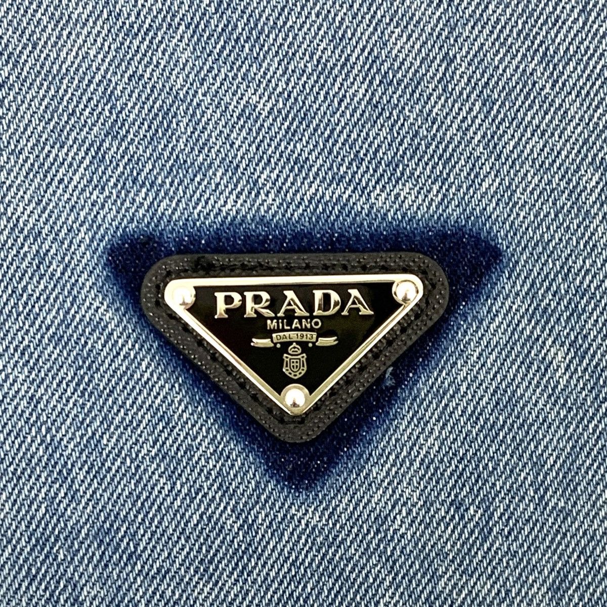 Prada Prada Blue Triangle Logo Short Sleeve Denim Dress K26WX Size S / US 4 / IT 40 - 4 Thumbnail
