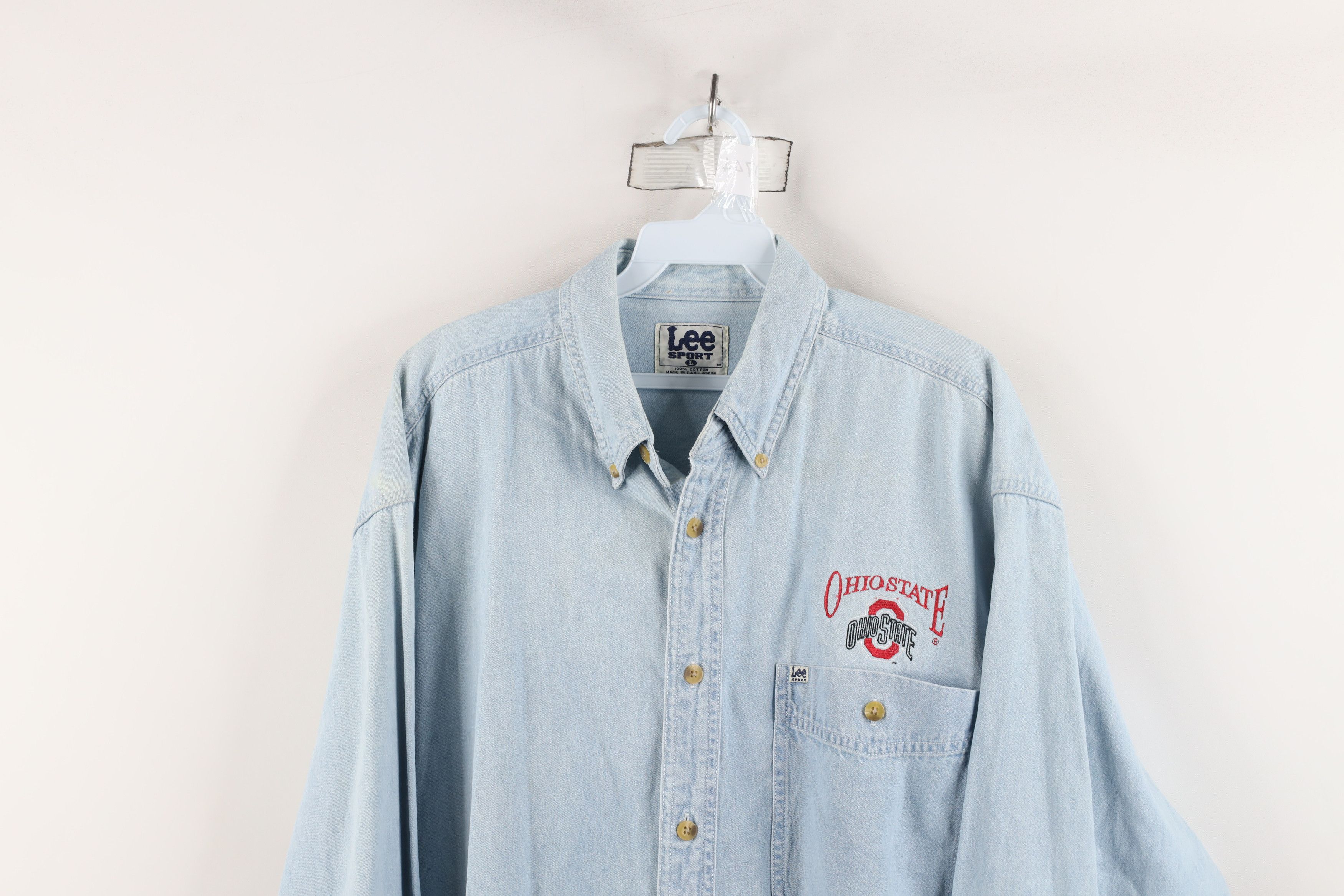 Vintage Vintage 90s Ohio State University Denim Jean Button Shirt Size US L / EU 52-54 / 3 - 2 Thumbnail