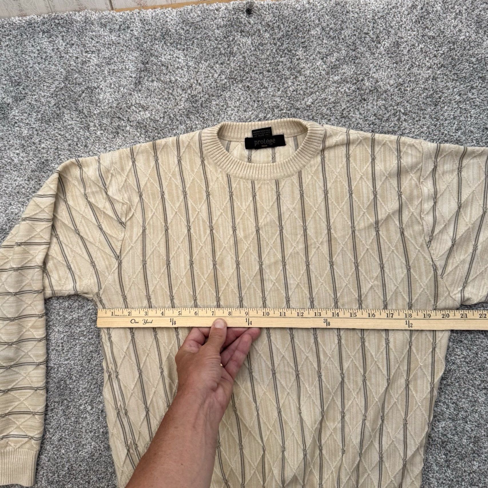Vintage VINTAGE Protege Sweater Mens L 90s Hip Hop Streetwear 3D Knit Textured Beige Crew Neck Long Sleeve Knit Pullover Geometric 3D Mens Size US L / EU 52-54 / 3 - 3 Thumbnail