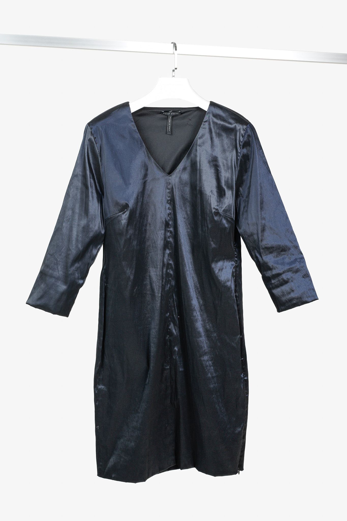 Sarah Pacini Sarah Pacini Midnight Metal Blue Stretch Size-Zip Midi Dress Size L / US 10 / IT 46 - 1 Thumbnail