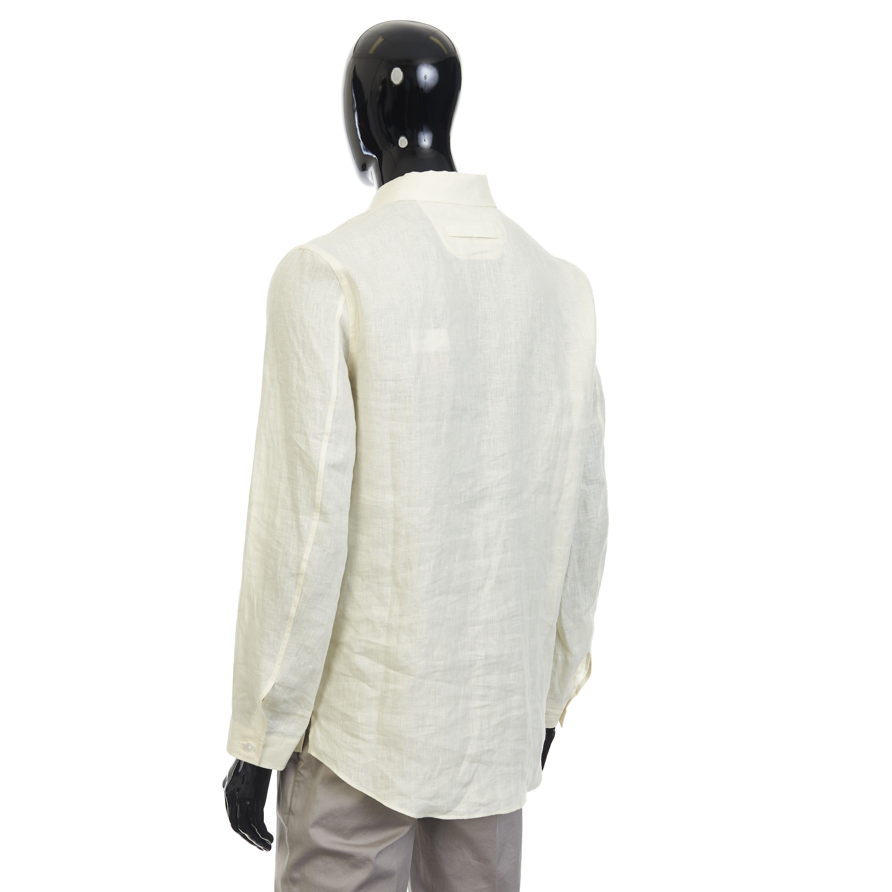 Ermenegildo Zegna Light Yellow Oasi Lino Polo Shirt with Vareuse Collar Size US S / EU 44-46 / 1 - 4 Thumbnail