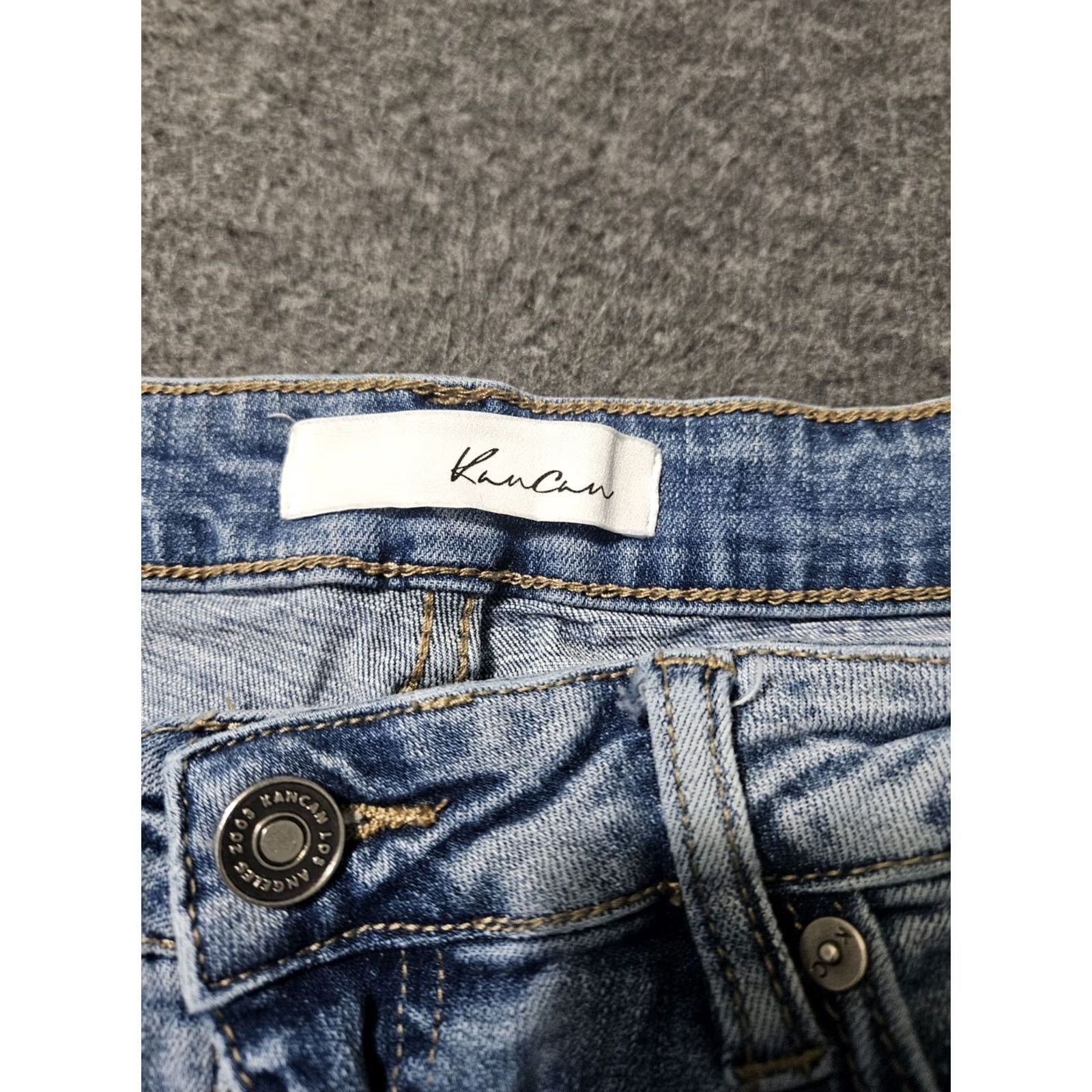 Vintage Kancan Skinny Ankle Jeans Juniors 13x30 Mid Rise Blue Distressed Stretch Preppy Jeans Womens Boys Girls? Size 34" / US 12 / IT 48 - 2 Thumbnail