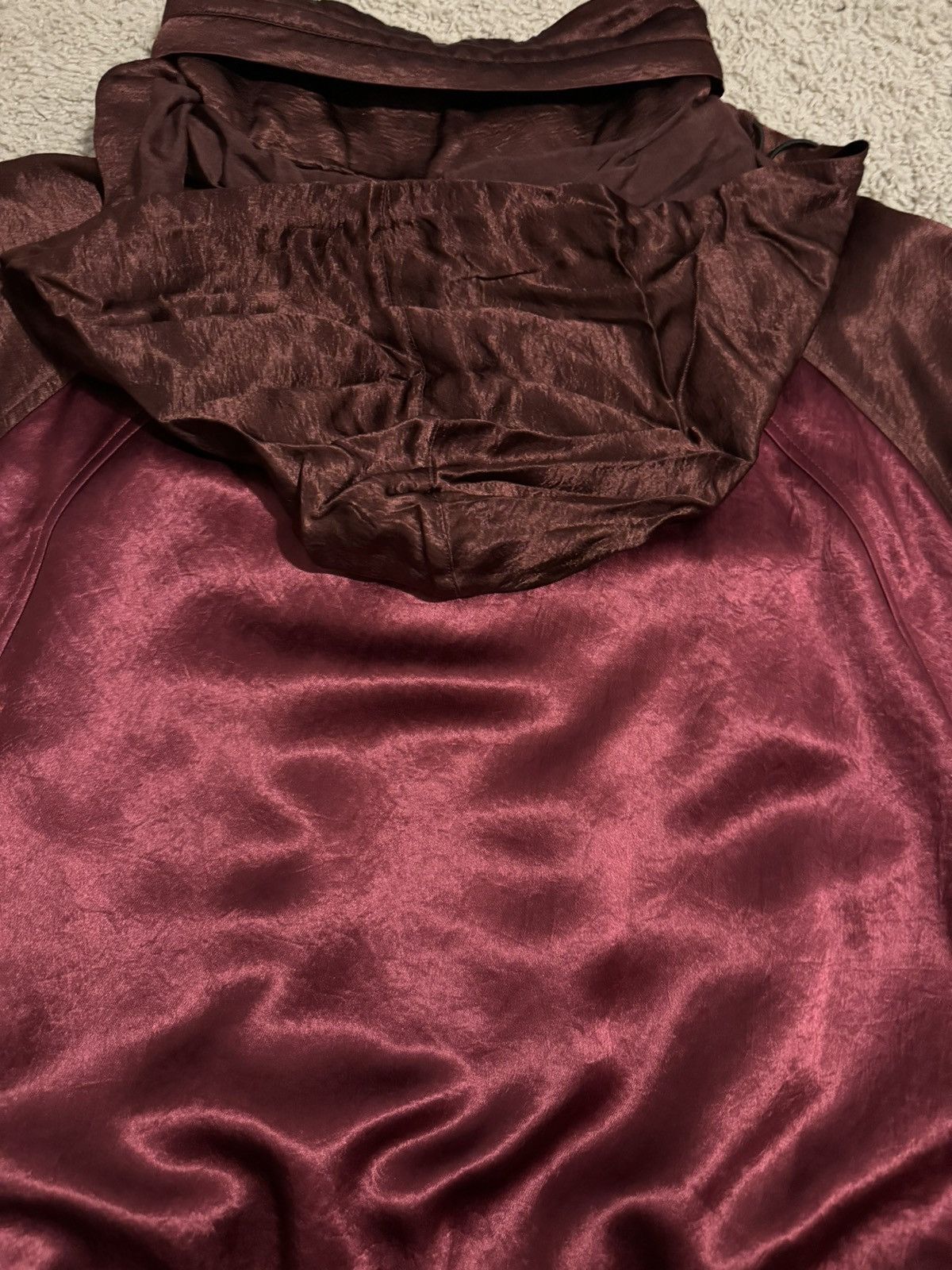 Saint Laurent Paris Saint Laurent Tonal Satin Jacket in Burgundy/Maroon/Bordeaux Size US L / EU 52-54 / 3 - 9 Thumbnail