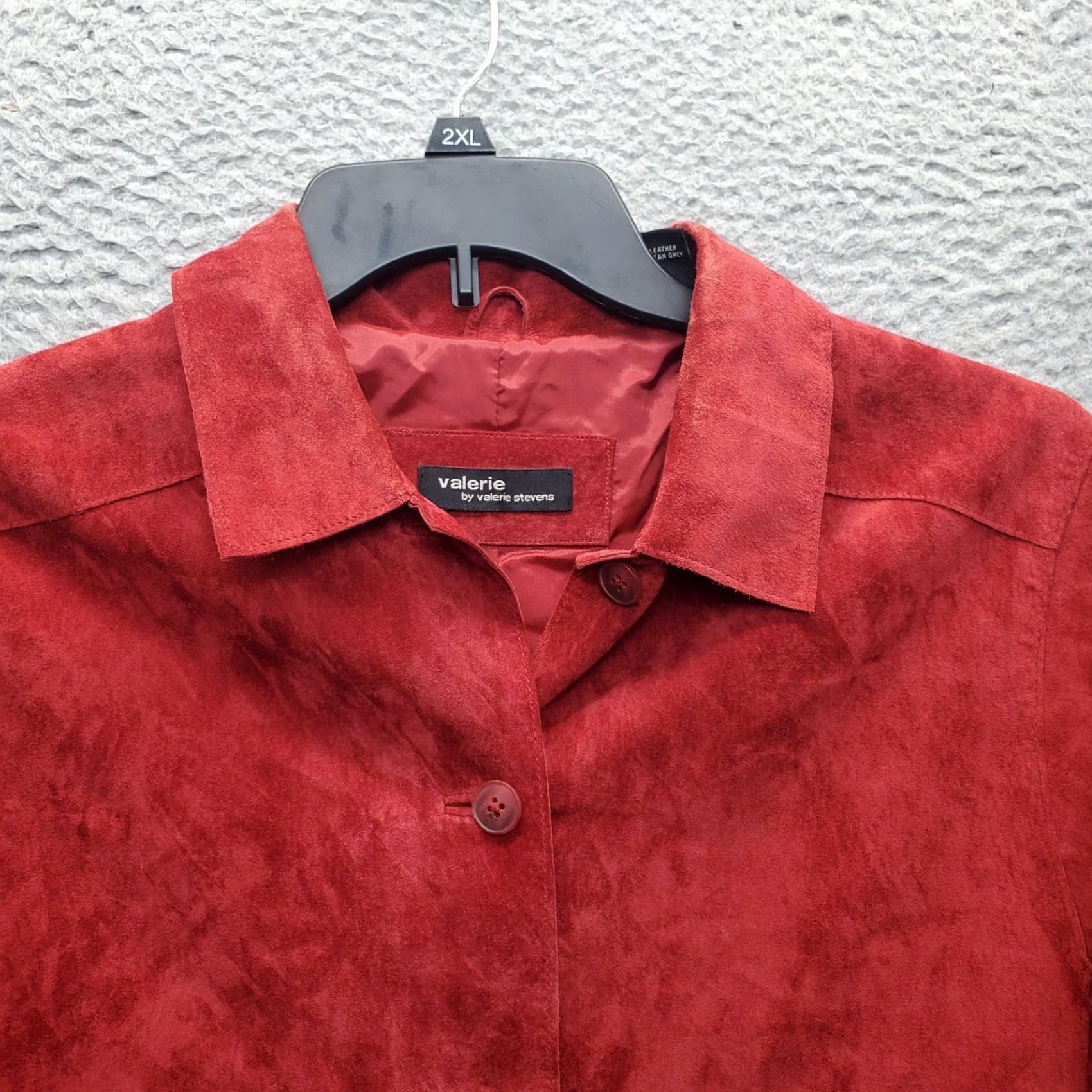 Vintage Valerie Stevens Shacket Women's L Red Leather Button Up Slit Sleeve Lined 100% Leather Casual Fall Winter Womens Size L Red Jacket Size L / US 10 / IT 46 - 4 Thumbnail
