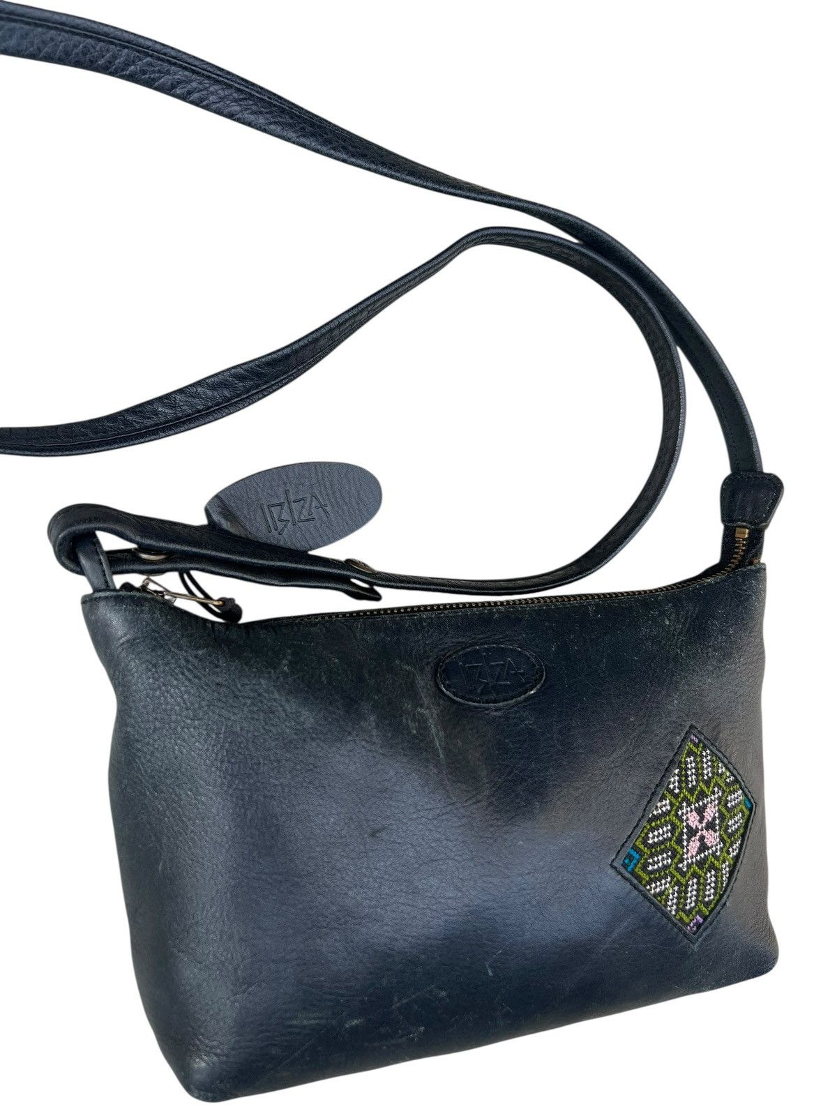 Leather Vintage Ibiza Japan Patina Scratches Black Leather Bag Size ONE SIZE - 7 Thumbnail