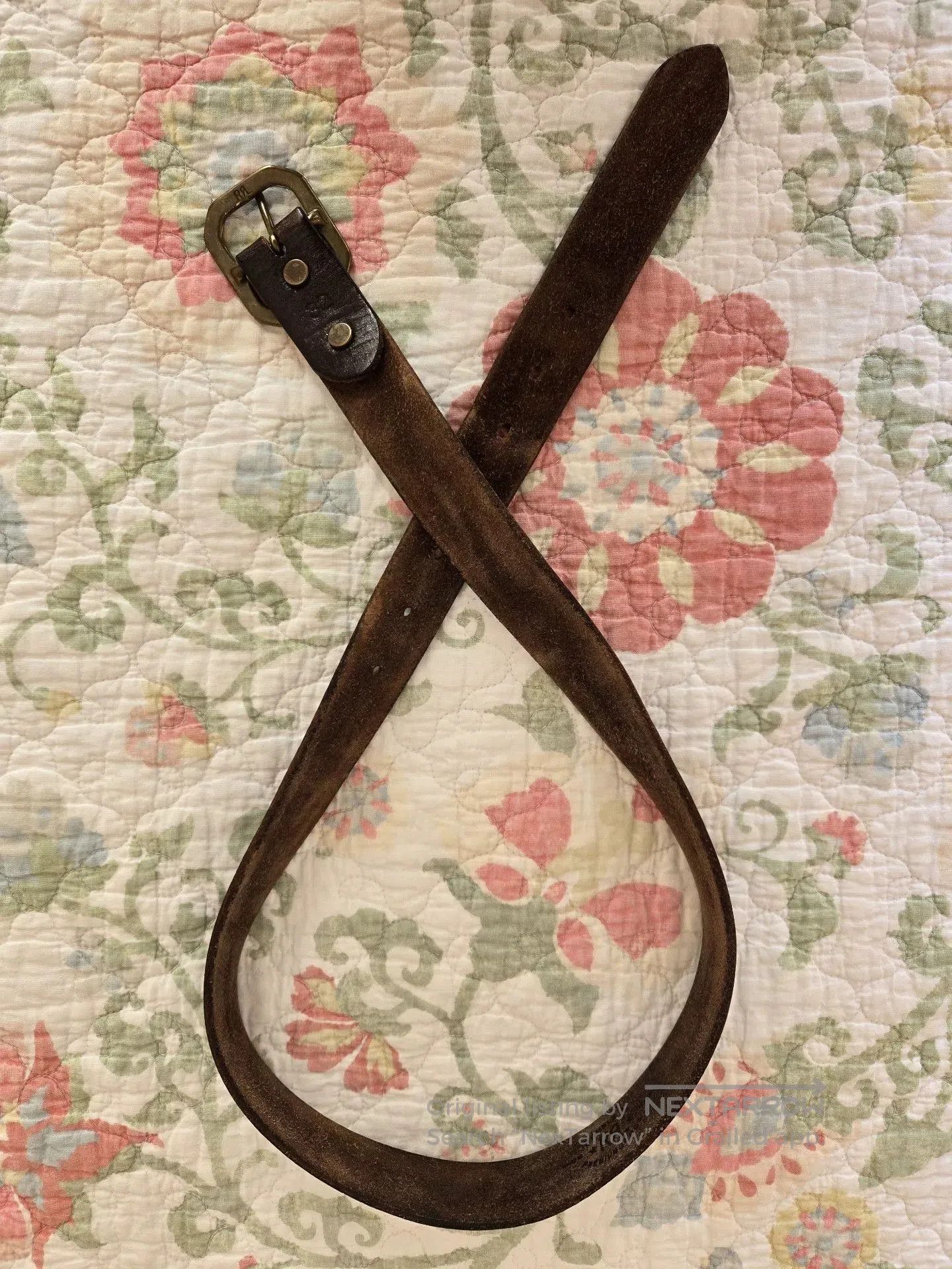 RRL Ralph Lauren RRL W32 Octagonal Buckle Cracked Belt. Size ONE SIZE - 2 Thumbnail