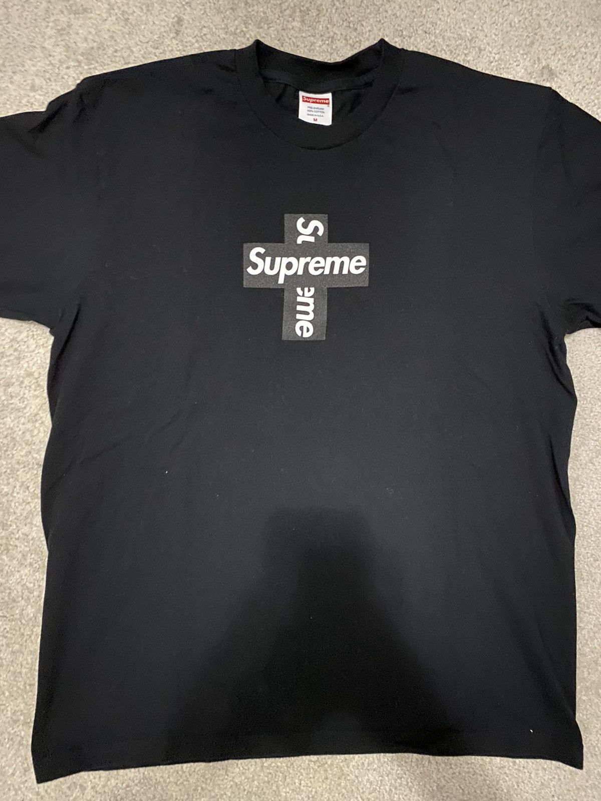 image of Supreme Cross Box Logo Tee in Black, Men's (Size Medium)